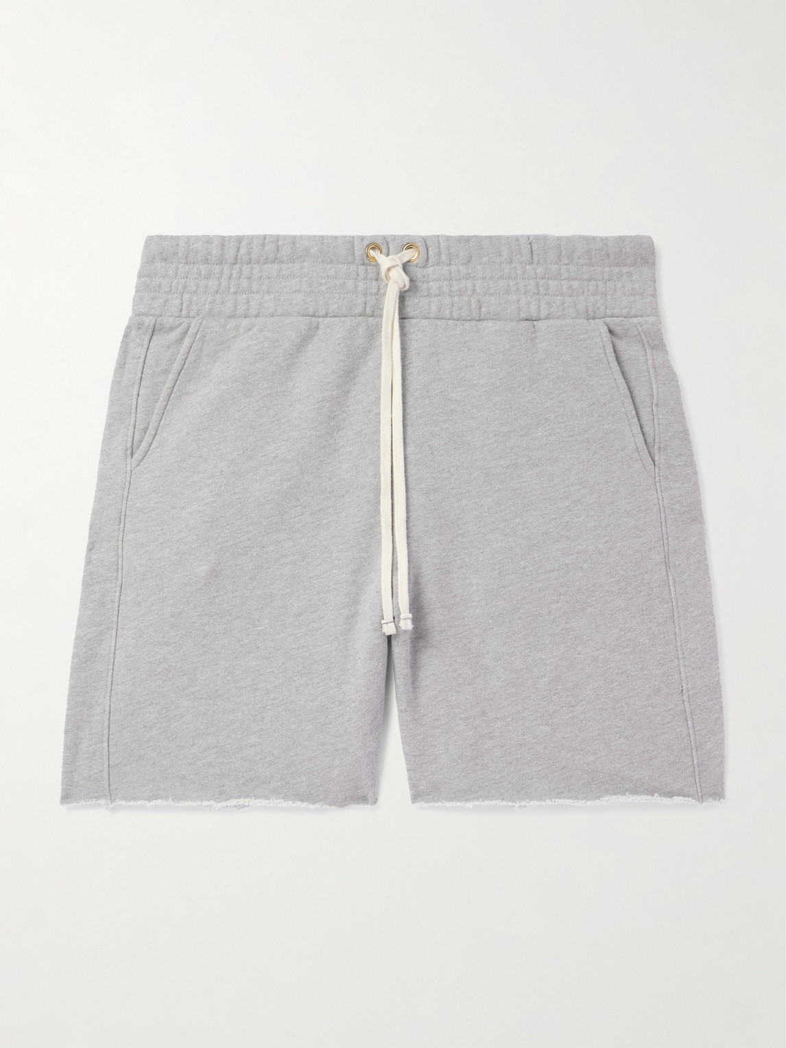 Les Tien Straight-leg Garment-dyed Cotton-jersey Drawstring Shorts In Gray