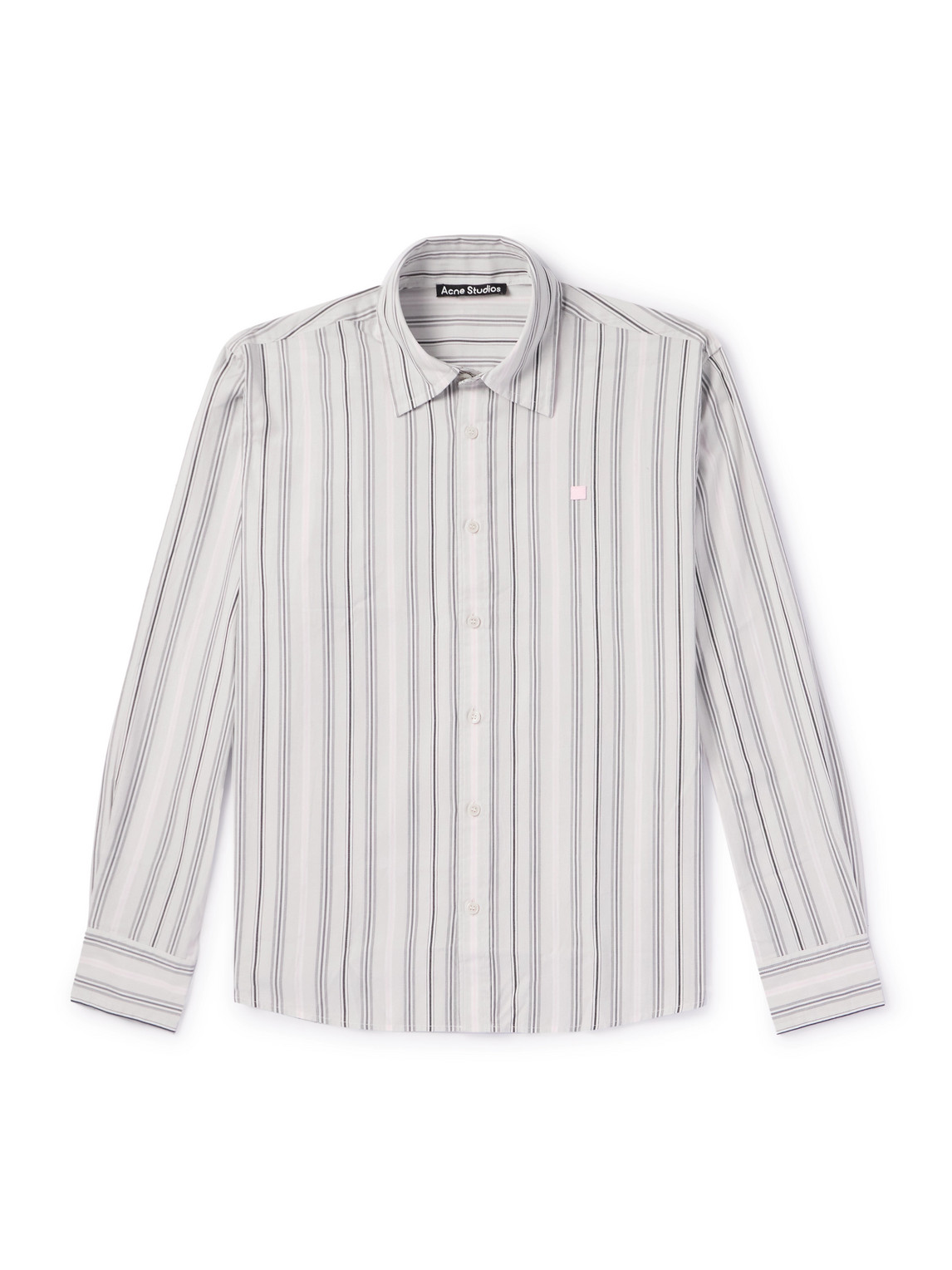 Acne Studios Sarlie Logo-appliquéd Striped Cotton-poplin Shirt In Grey