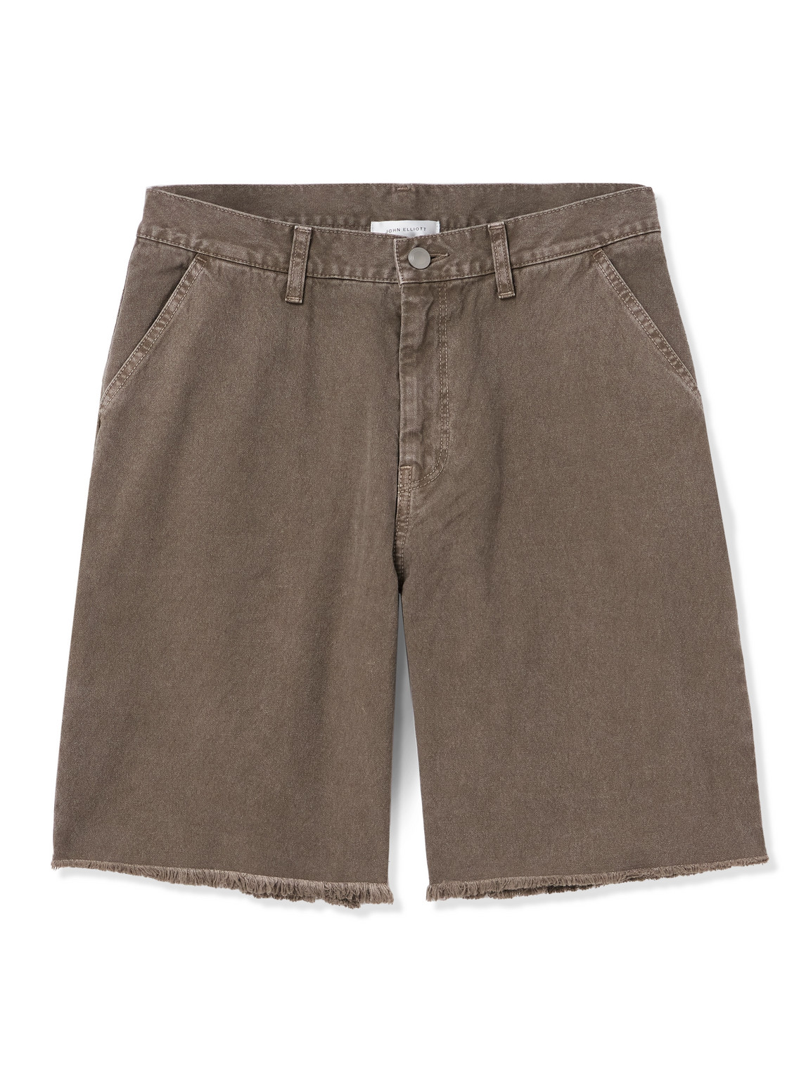 Cut-Off Straight-Leg Frayed Denim Shorts