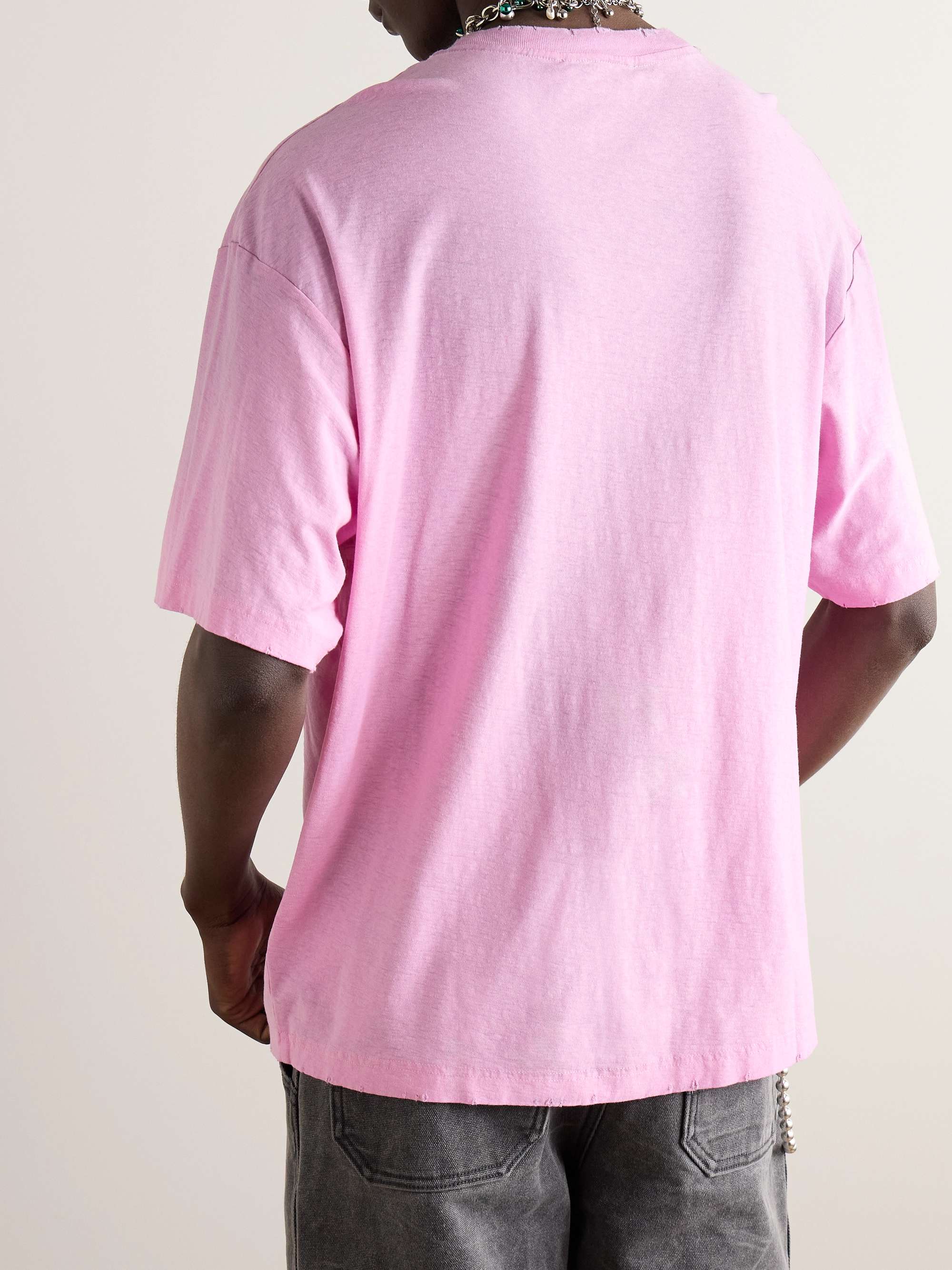 ACNE STUDIOS Exford Distressed Logo-Print Cotton-Jersey T