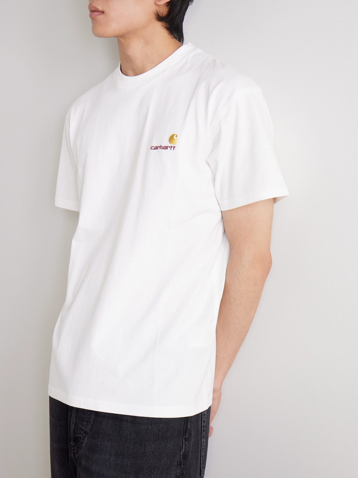 Carhartt Wip Mens White American Script Logo-embroidered Cotton-jersey T-shirt In White
