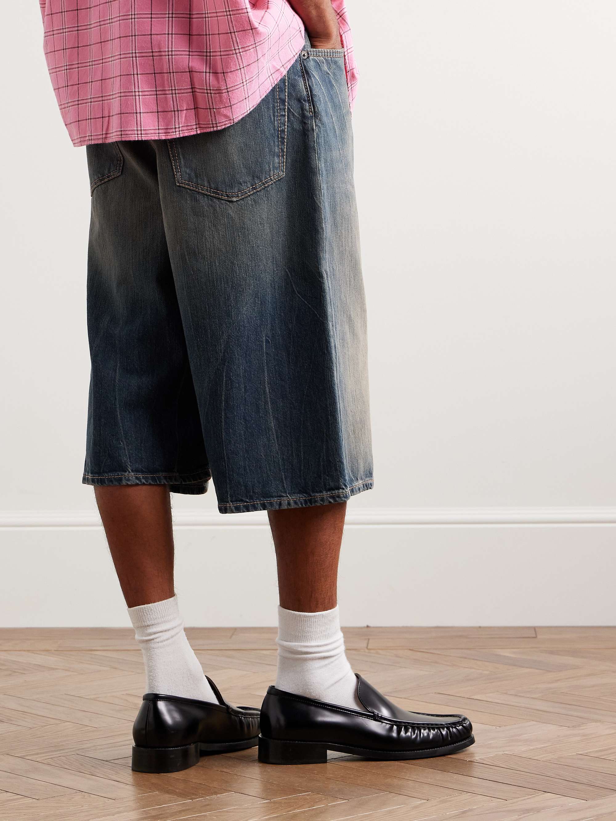 Indigo Judda Straight-Leg Denim Shorts | ACNE STUDIOS | MR