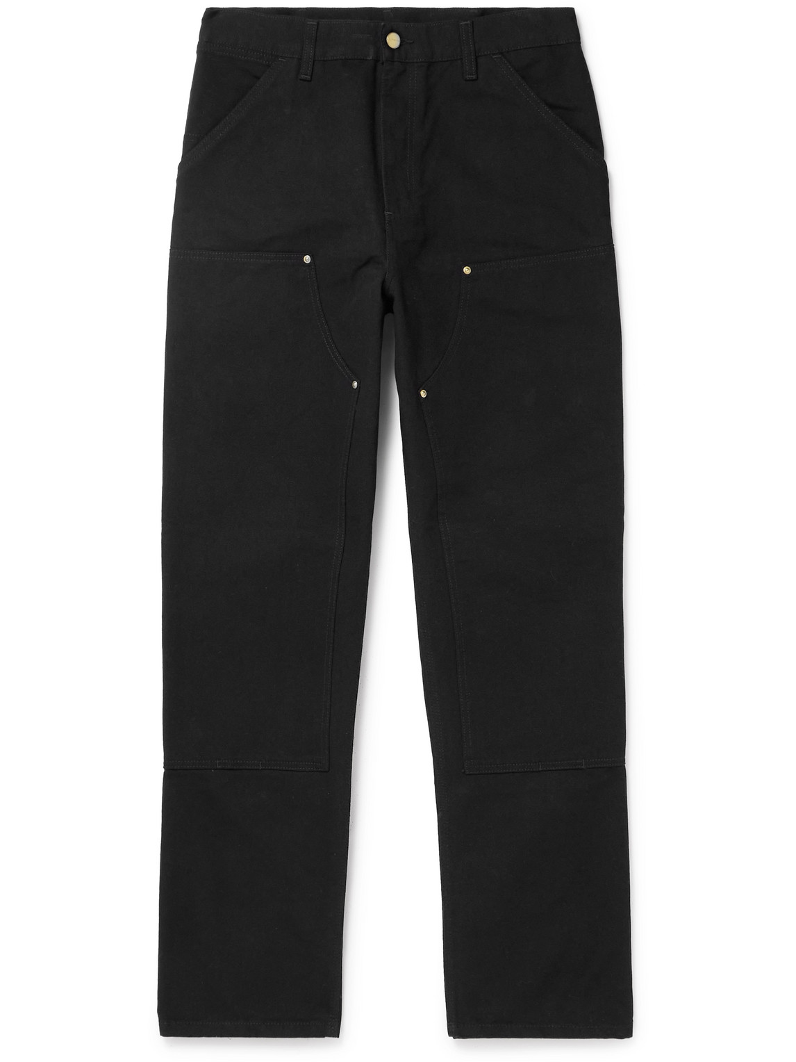 Carhartt Double Knee Straight-leg Cotton-canvas Carpenter Trousers In Black