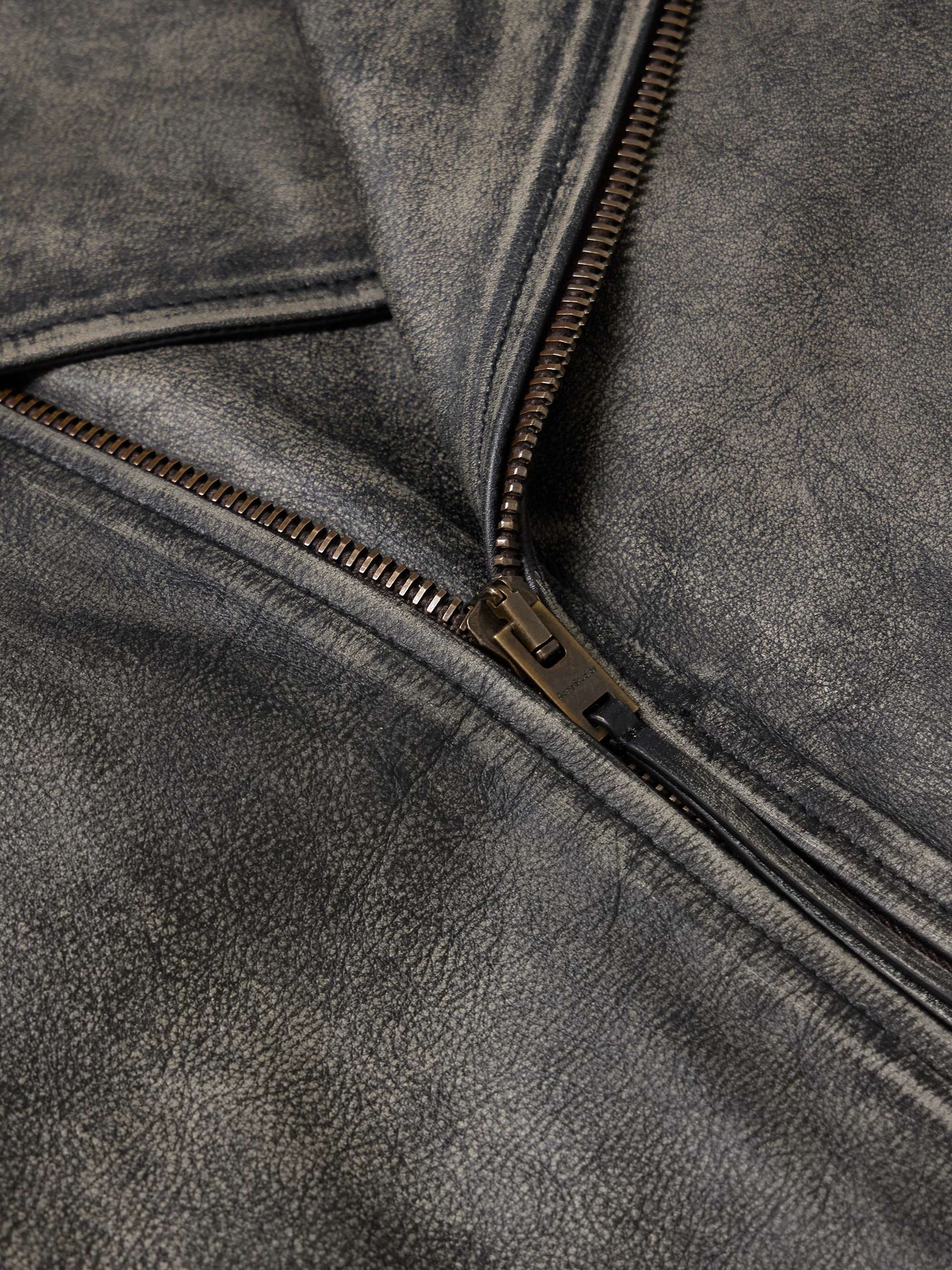 ACNE STUDIOS Logo-Embossed Leather Biker Jacket for Men | MR ACNE STUDIOS Logo-Embossed Leather Biker Jacket for Men | MR