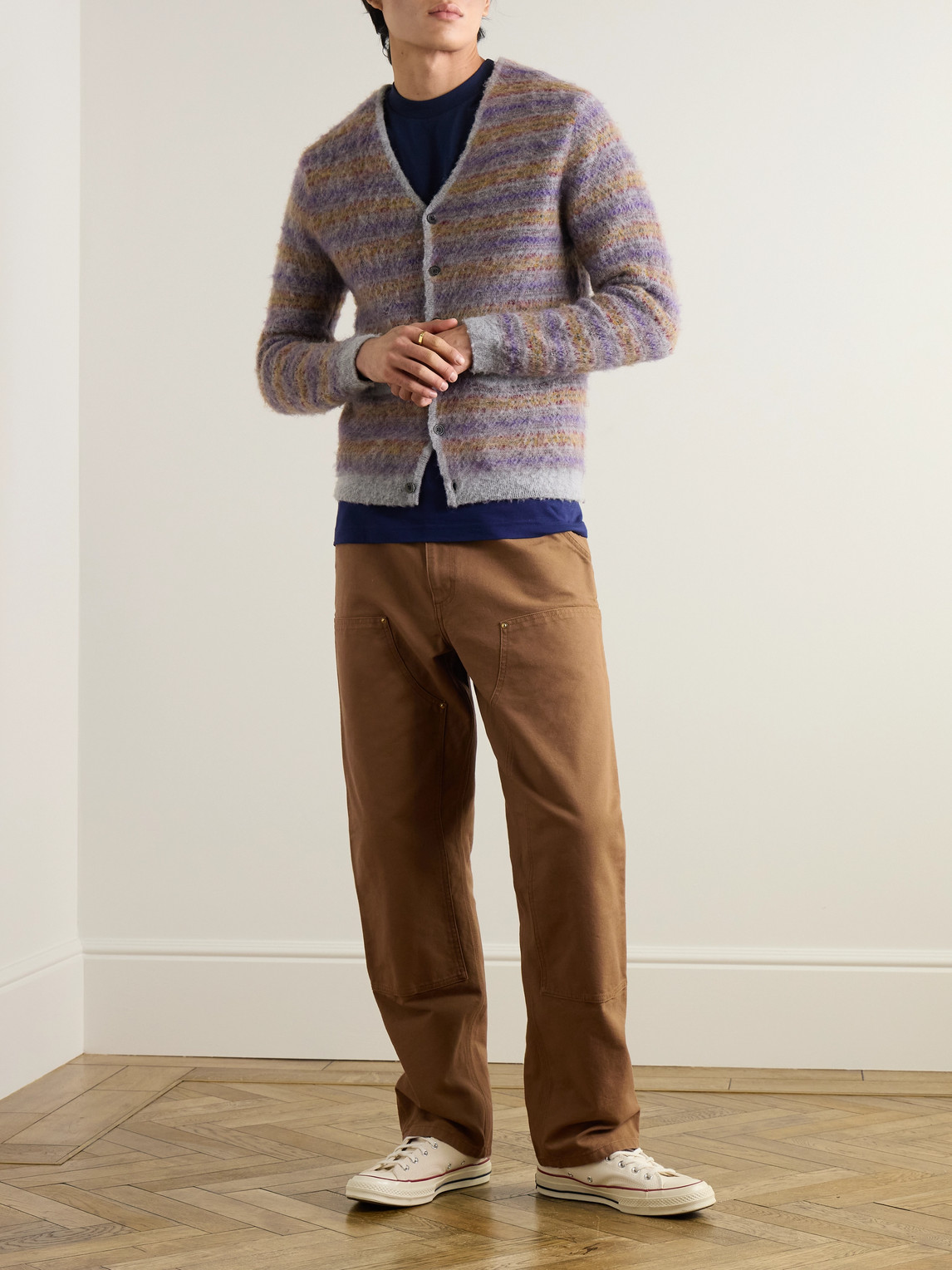Carhartt Double Knee Straight-leg Cotton-canvas Carpenter Trousers In Brown