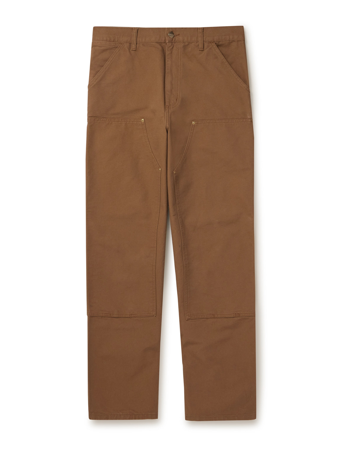 Carhartt Double Knee Straight-leg Cotton-canvas Carpenter Trousers In Brown