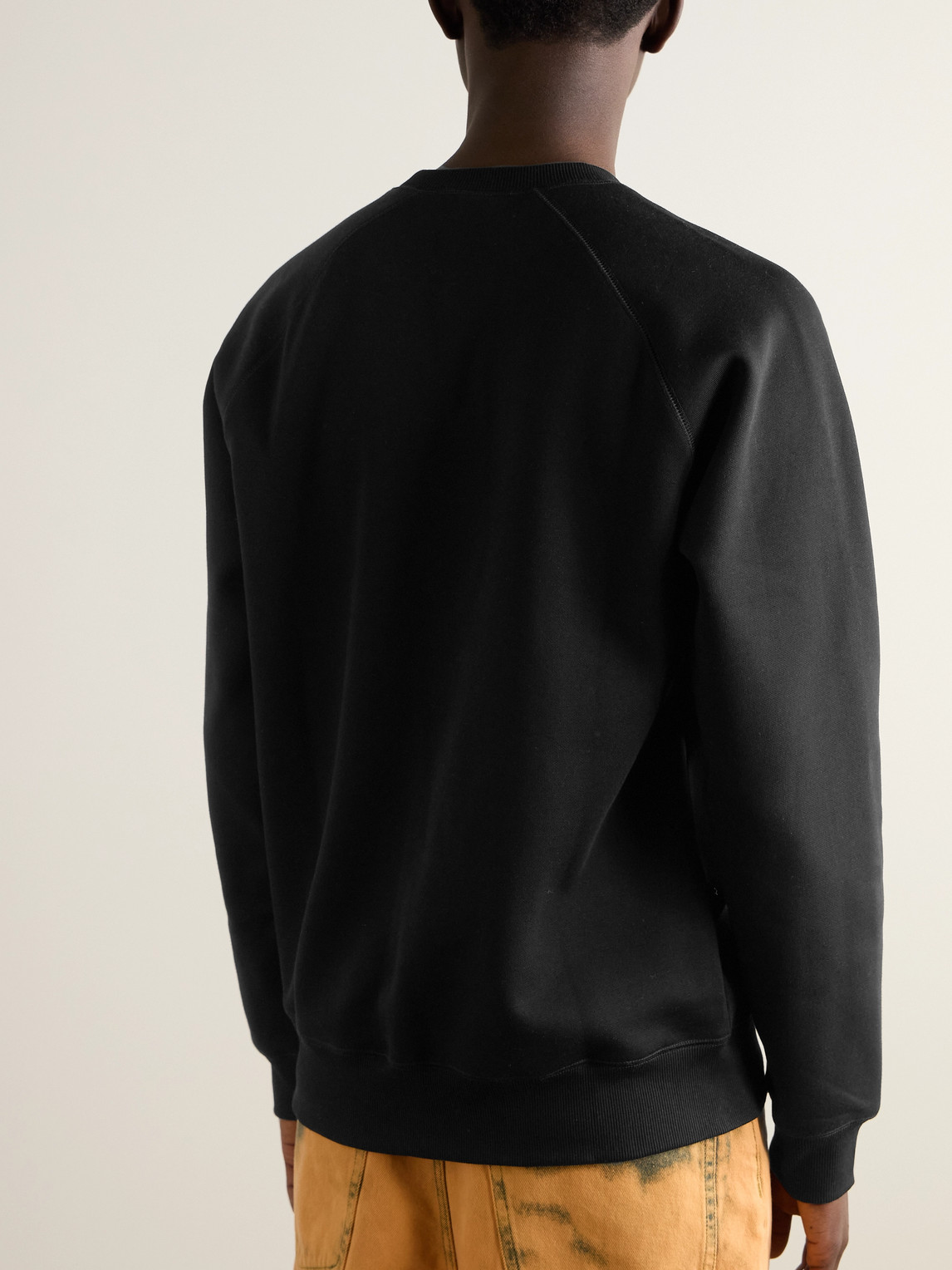 Carhartt Chase Logo-embroidered Cotton-blend Jersey Sweatshirt In Black