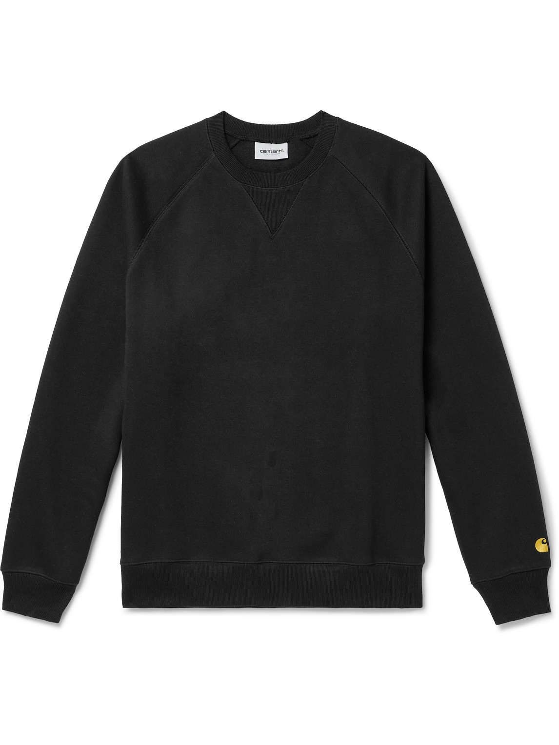 Carhartt Chase Logo-embroidered Cotton-blend Jersey Sweatshirt In Black