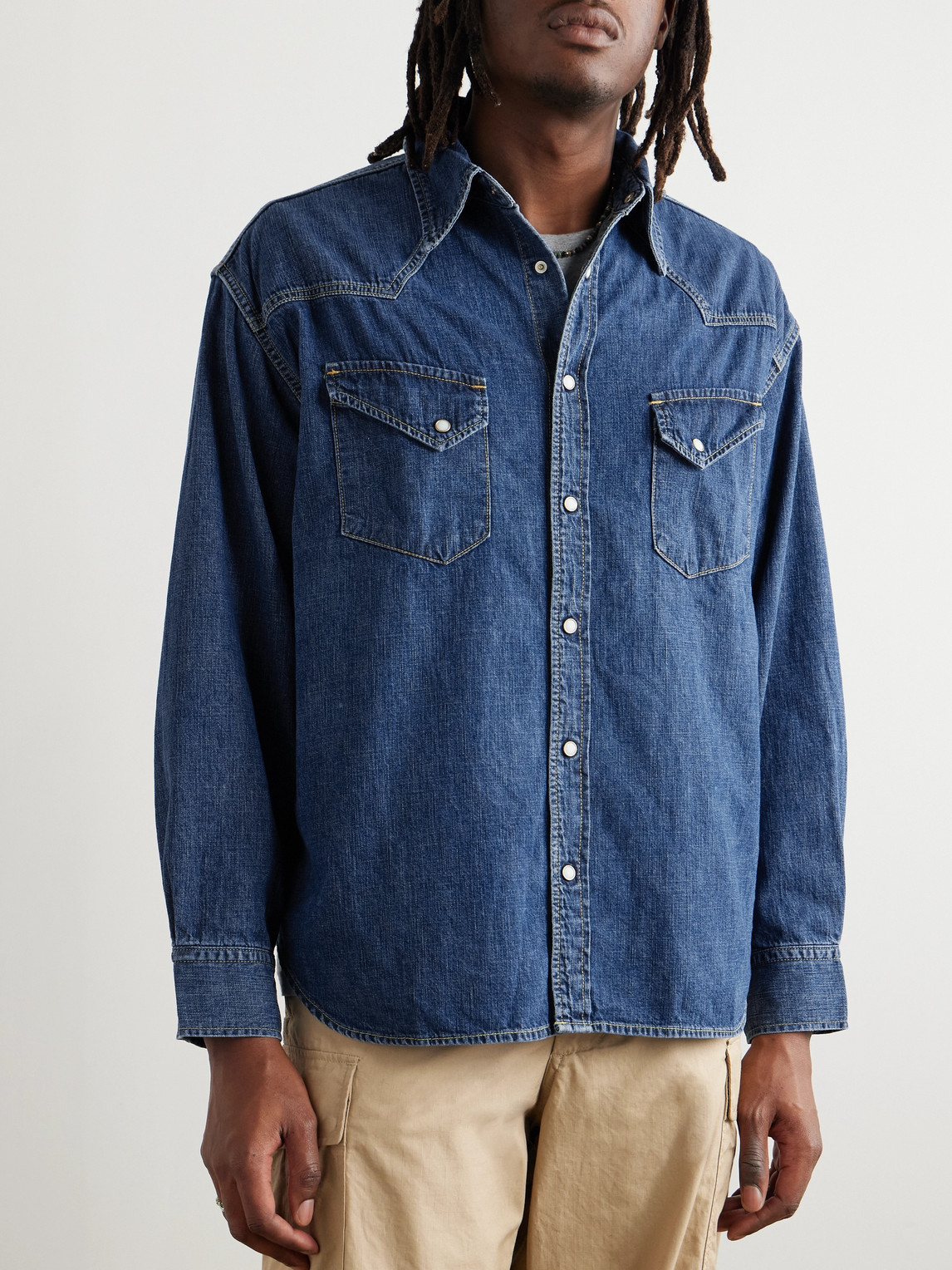 Remi Relief - Denim Western Shirt - Curated Menswear
