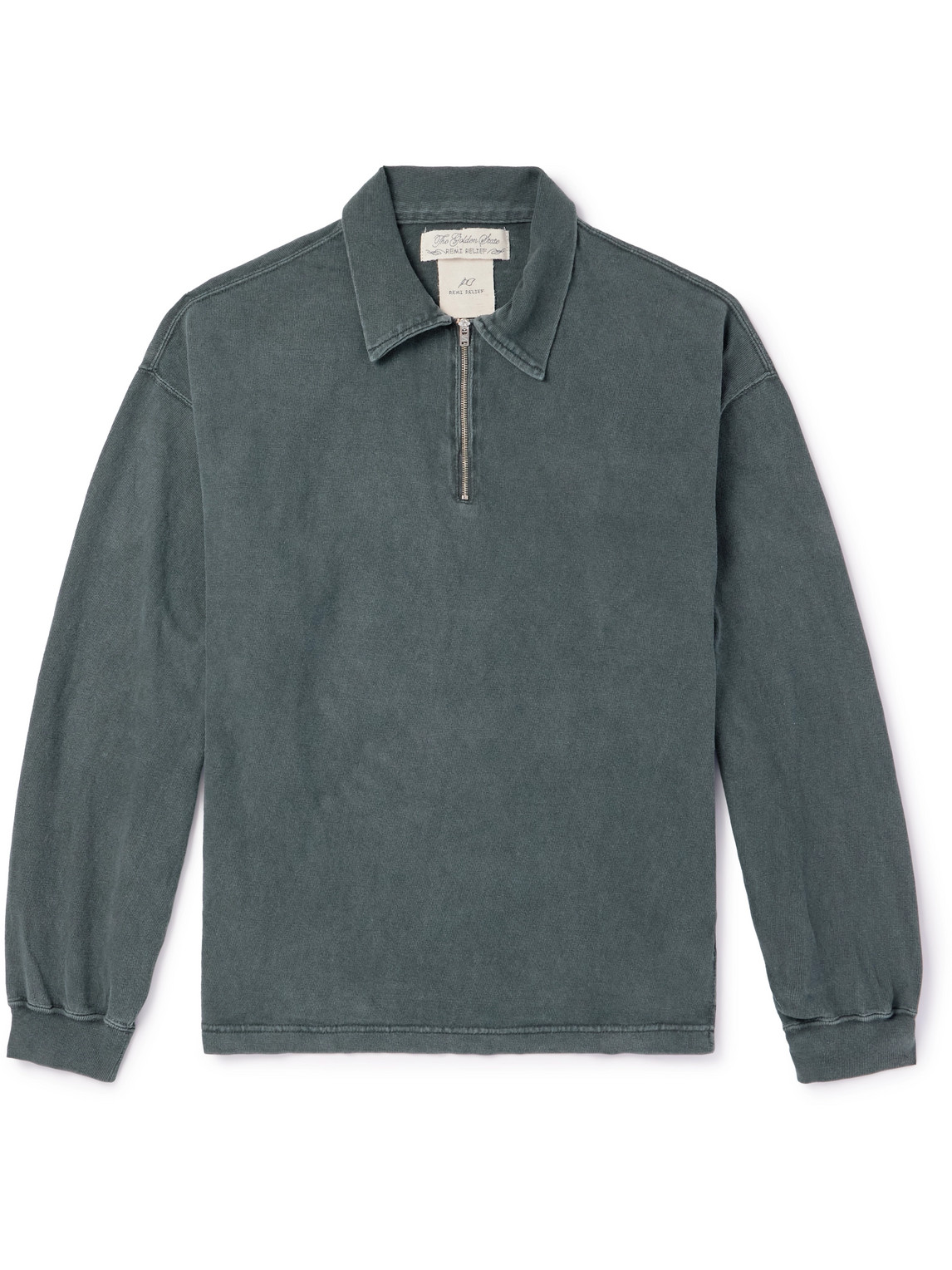 Remi Relief Washed Cotton-jersey Polo Shirt In Gray