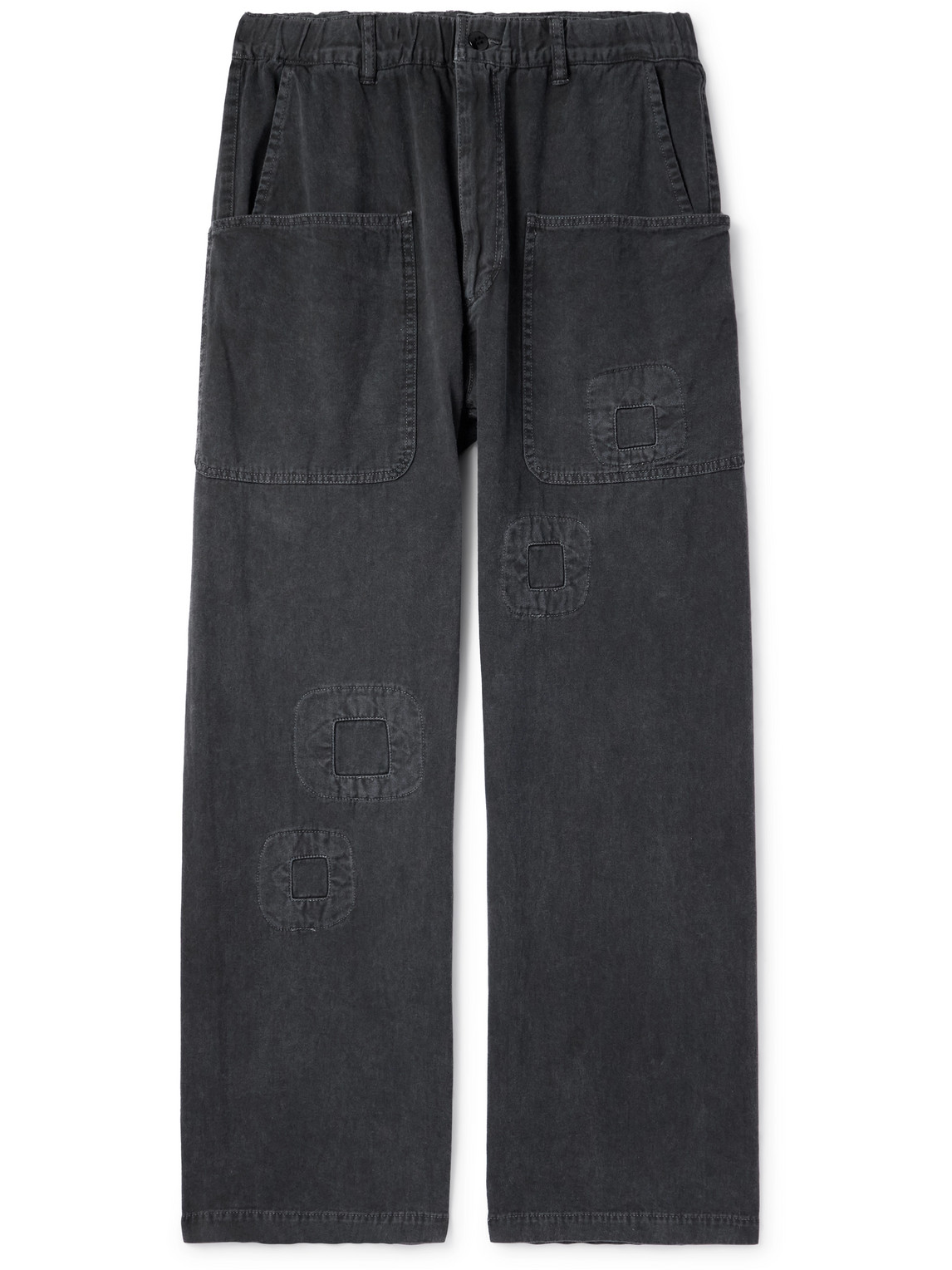 Straight-Leg Appliquéd Denim Trousers