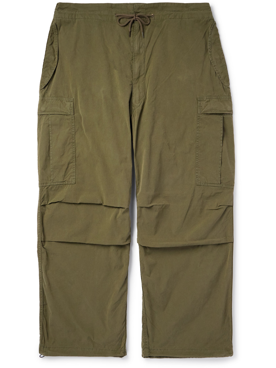 Wide-Leg Cotton-Blend Drawstring Cargo Trousers