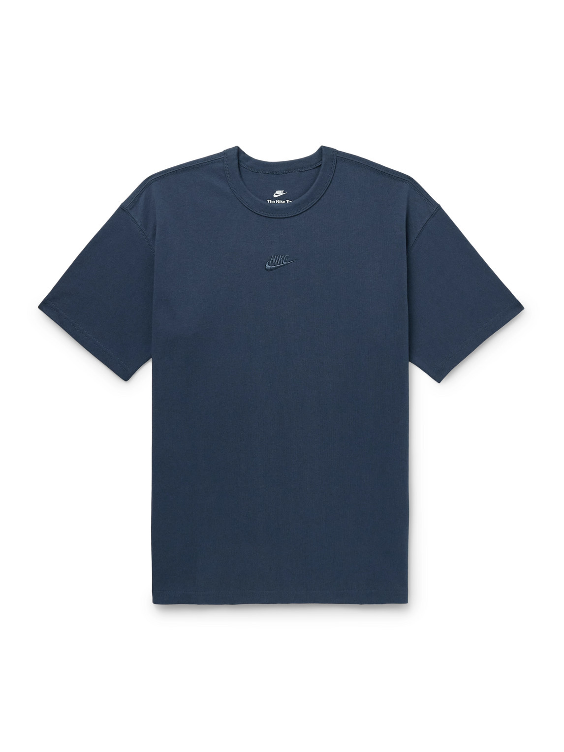 Nike Sportswear Premium Essentials Logo-embroidered Cotton-jersey T-shirt In Blue