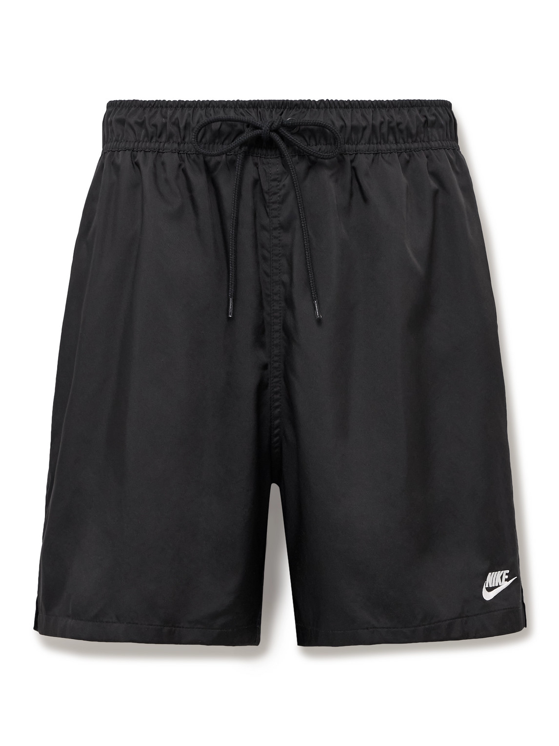 Shop Nike Club Flow Straight-leg Shell Drawstring Shorts In Black