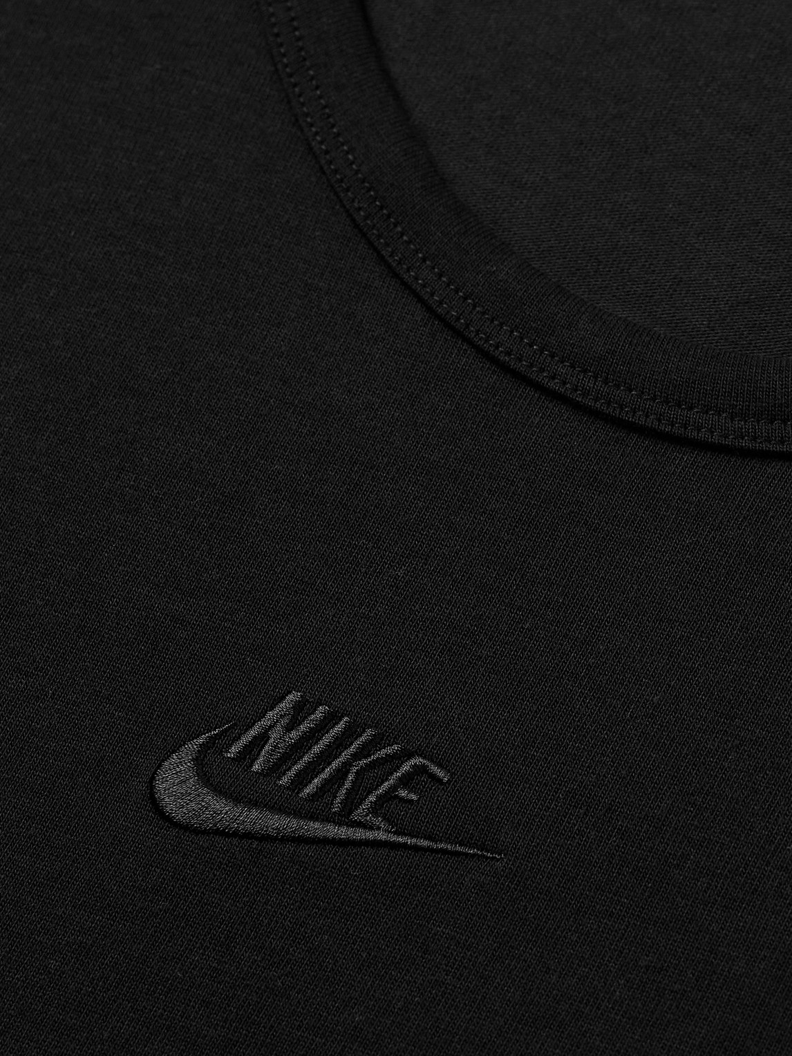 Shop Nike Premium Essentials Logo-embroidered Cotton-jersey Tank Top In Black