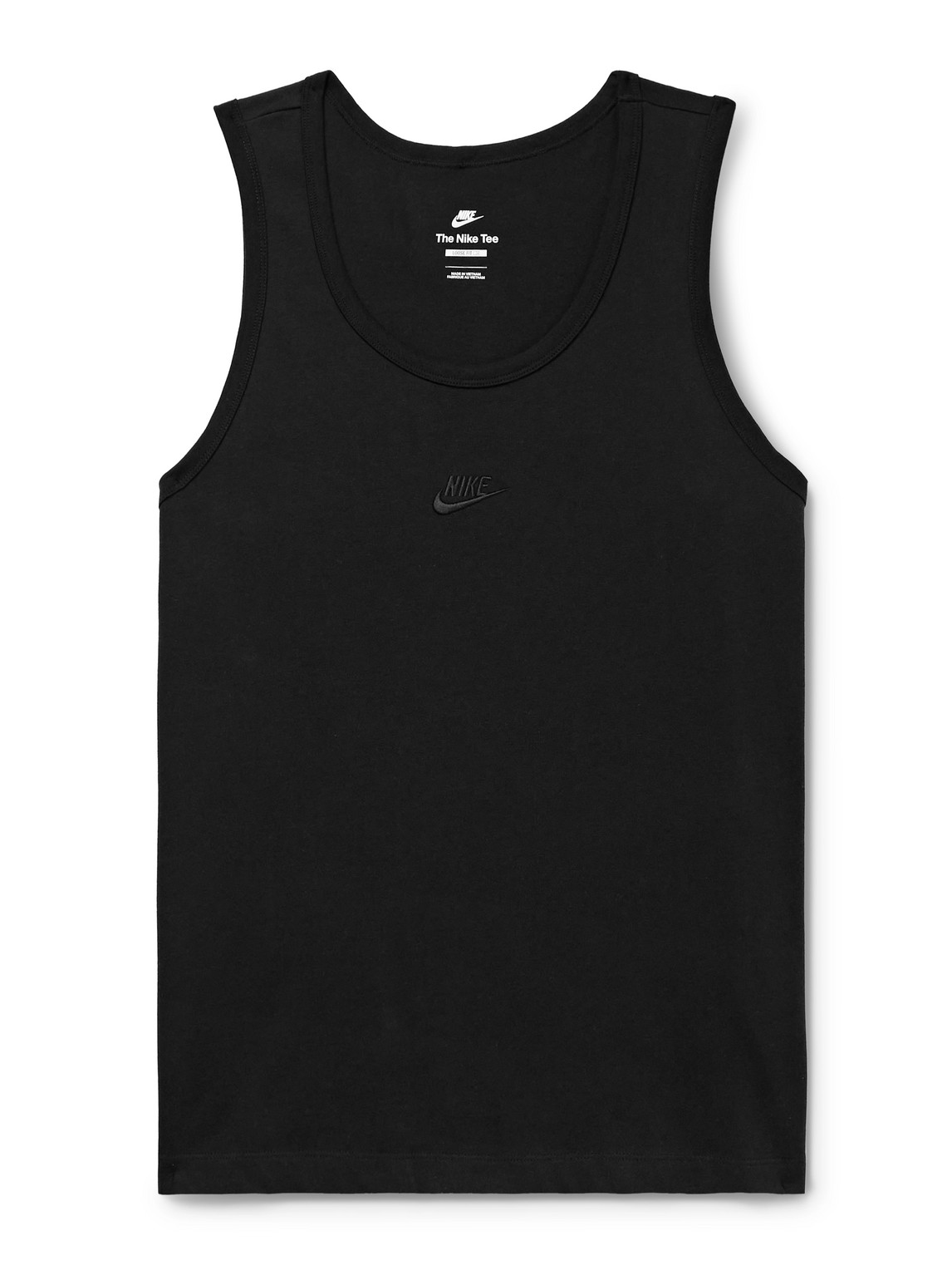 Nike Premium Essentials Logo-embroidered Cotton-jersey Tank Top In Black