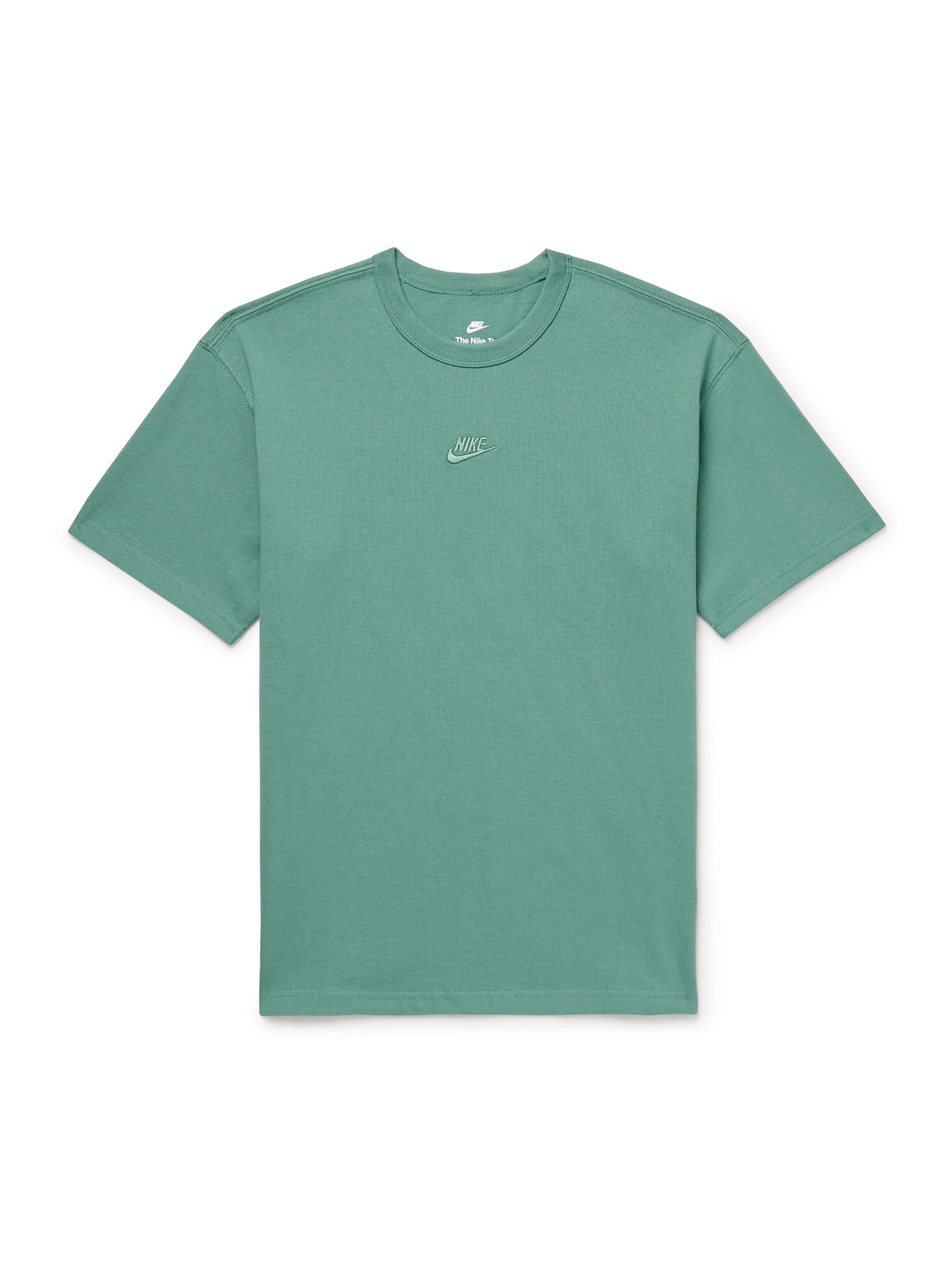 Nike Sportswear Premium Essentials Logo-embroidered Cotton-jersey T-shirt In Green