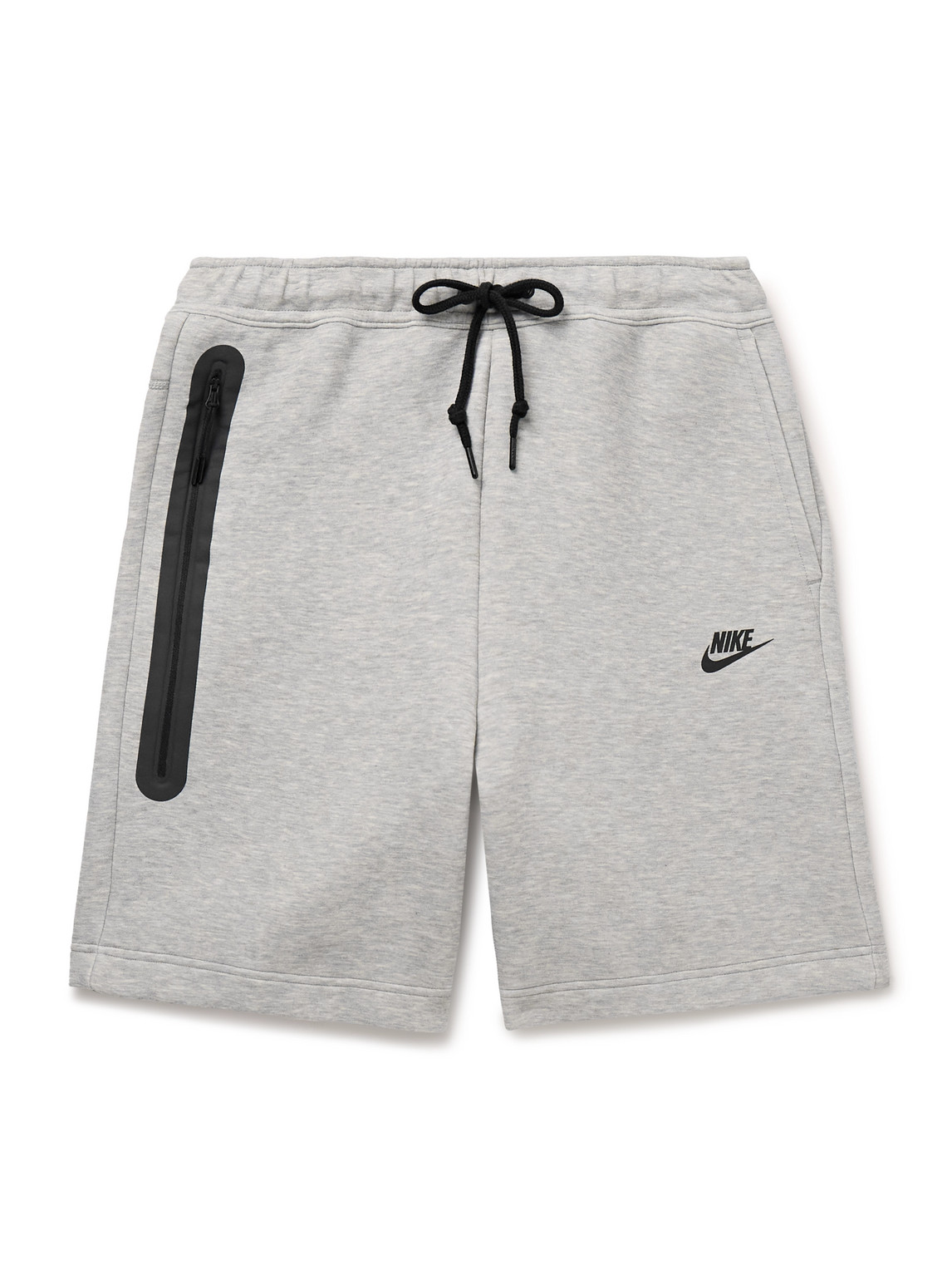Nike Straight-leg Logo-print Cotton-blend Tech Fleece Drawstring Shorts In Gray