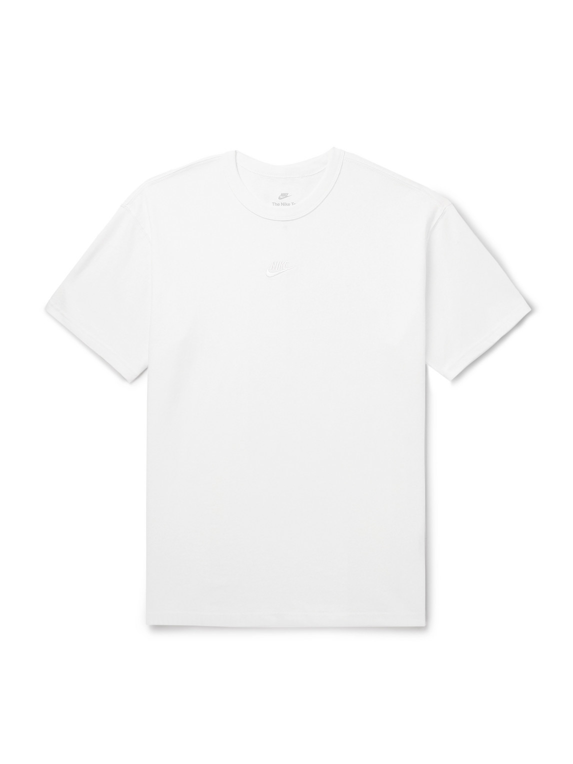 Nike Sportswear Premium Essentials Logo-embroidered Cotton-jersey T-shirt In White