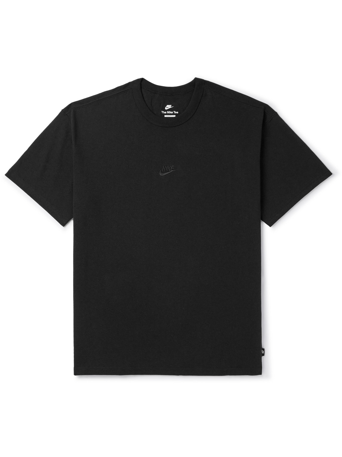 Nike Sportswear Premium Essentials Logo-embroidered Cotton-jersey T-shirt In Black