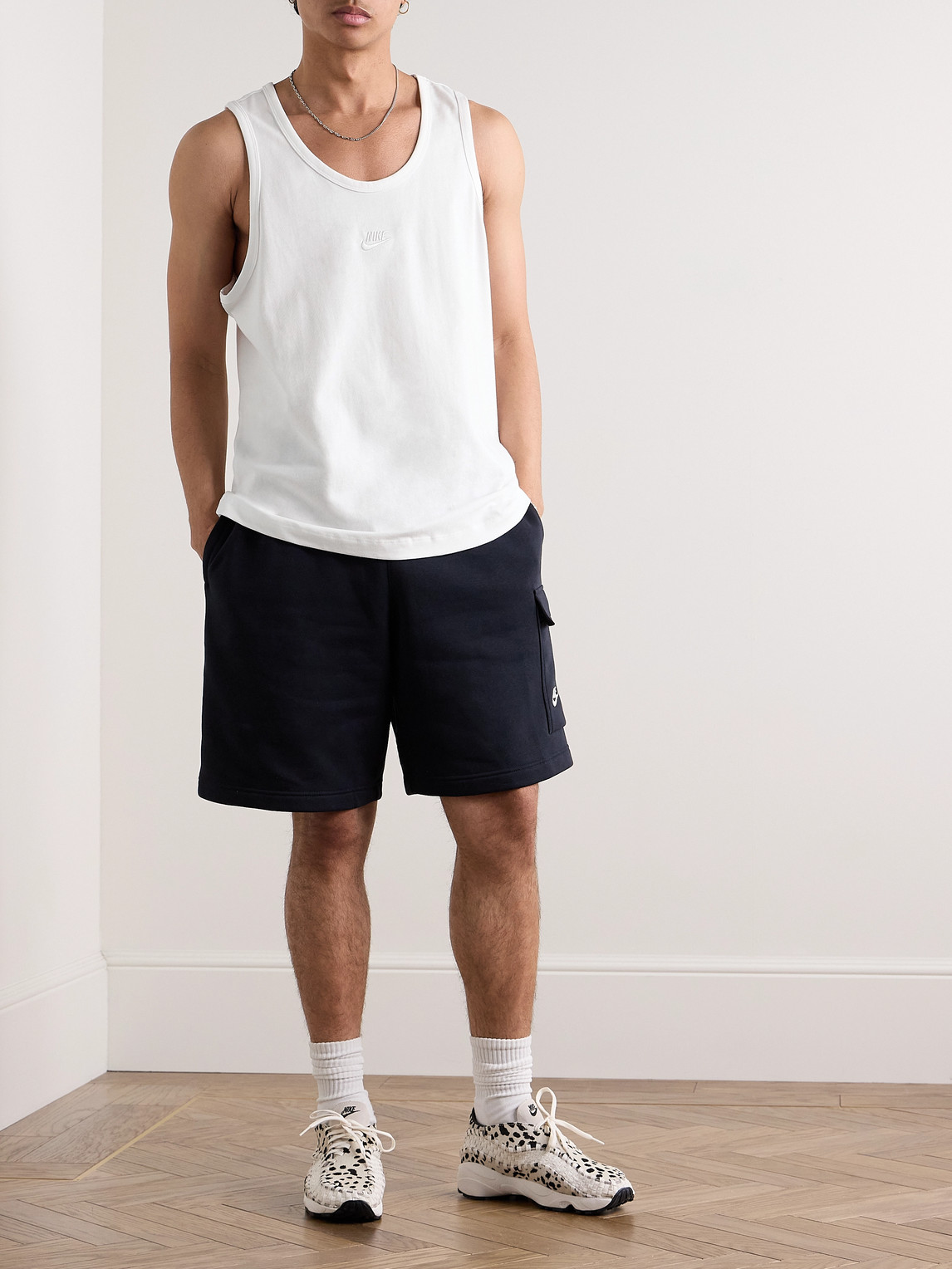 Shop Nike Premium Essentials Logo-embroidered Cotton-jersey Tank Top In White