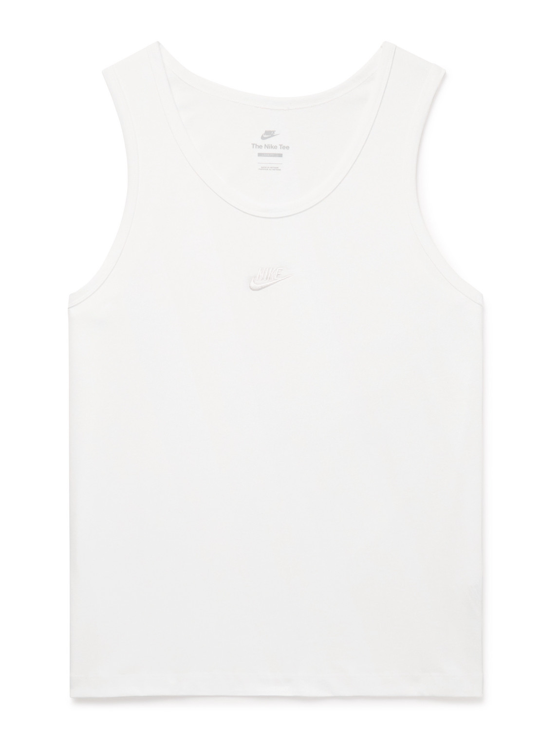 Shop Nike Premium Essentials Logo-embroidered Cotton-jersey Tank Top In White