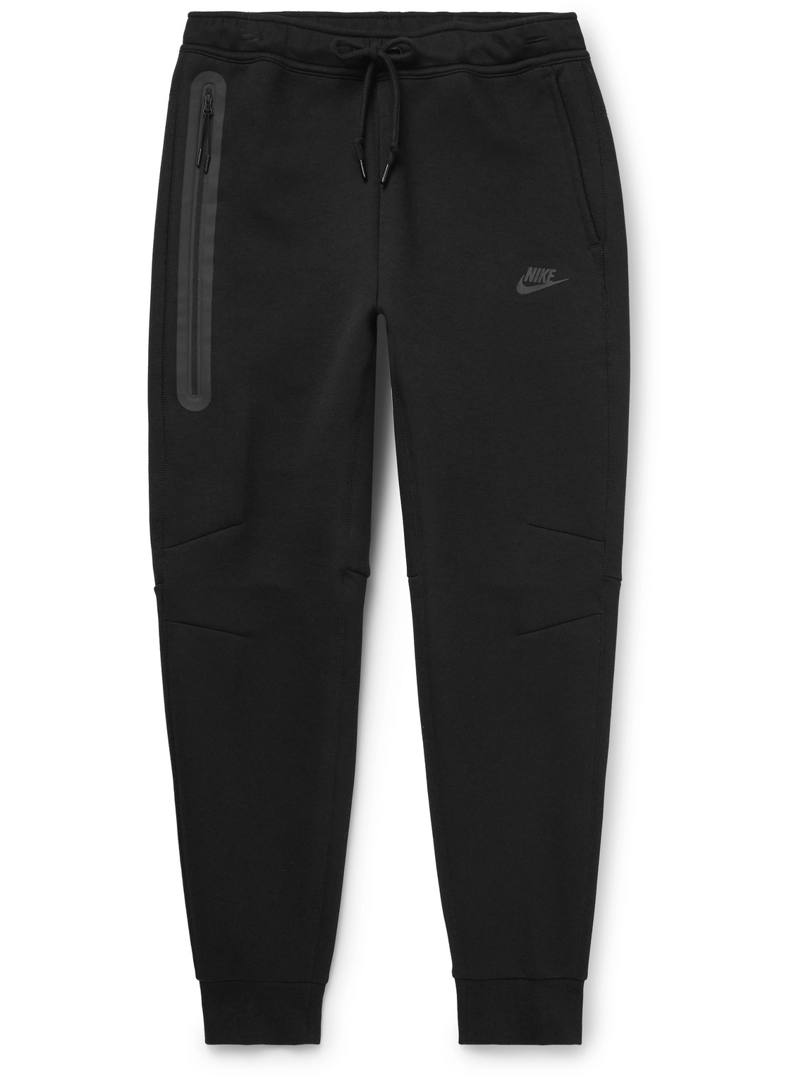 Nike Tapered Logo-print Cotton-blend Tech Fleece Sweatpants In Black
