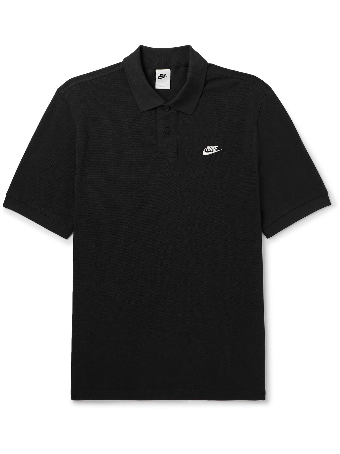 Nike Club Logo-embroidered Cotton-piqué Polo Shirt In Black