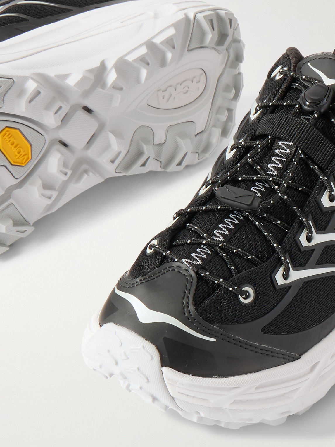 Hoka Mafate Three2 Rubber-trimmed Mesh Running Sneakers In Black