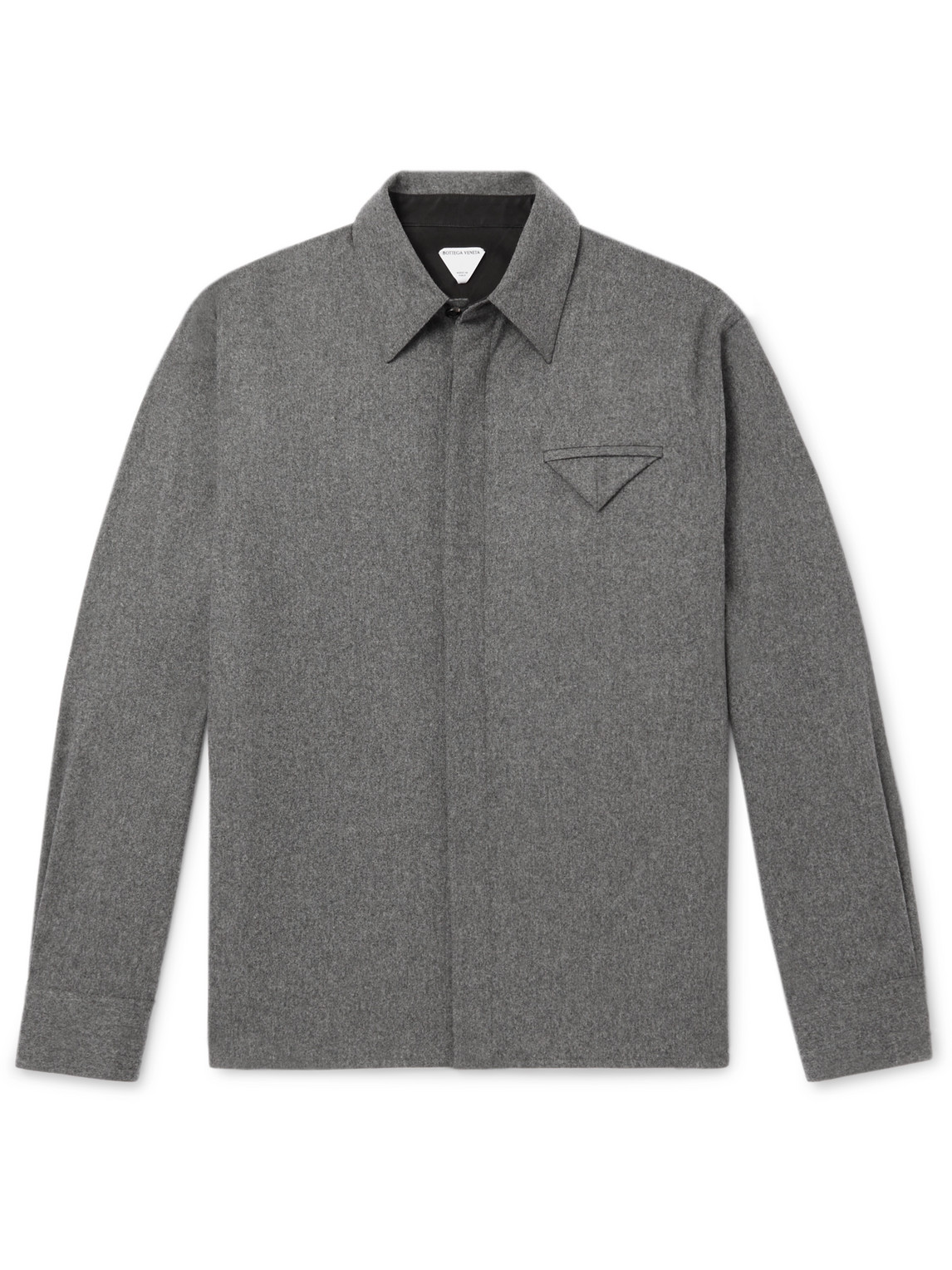 Bottega Veneta Light Wool Flannel Shirt In Gray