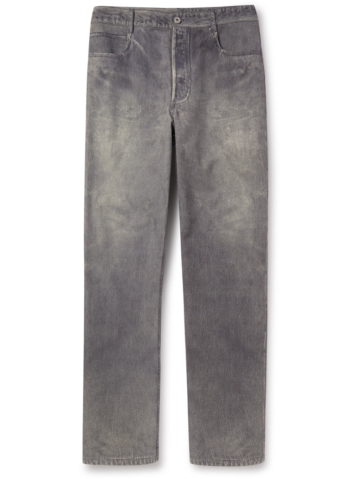 Bottega Veneta Straight-leg Printed Nubuck Trousers In Gray