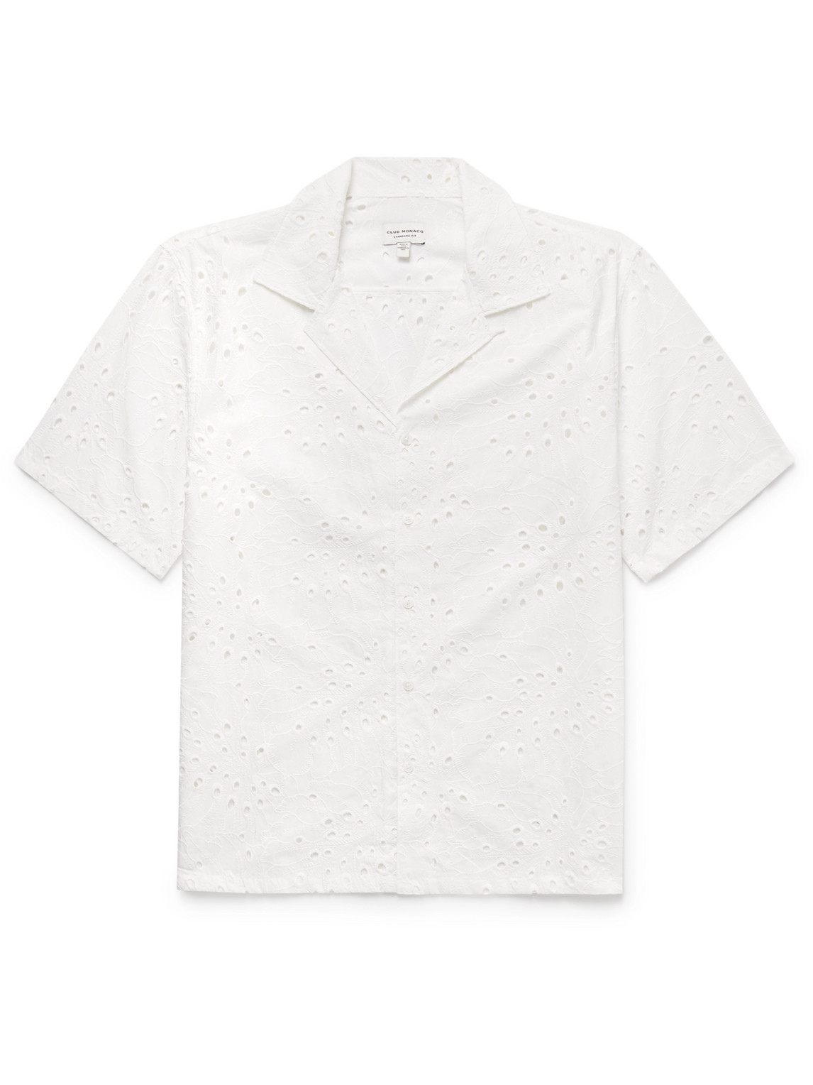 Convertible-Collar Broderie Anglaise Cotton Shirt