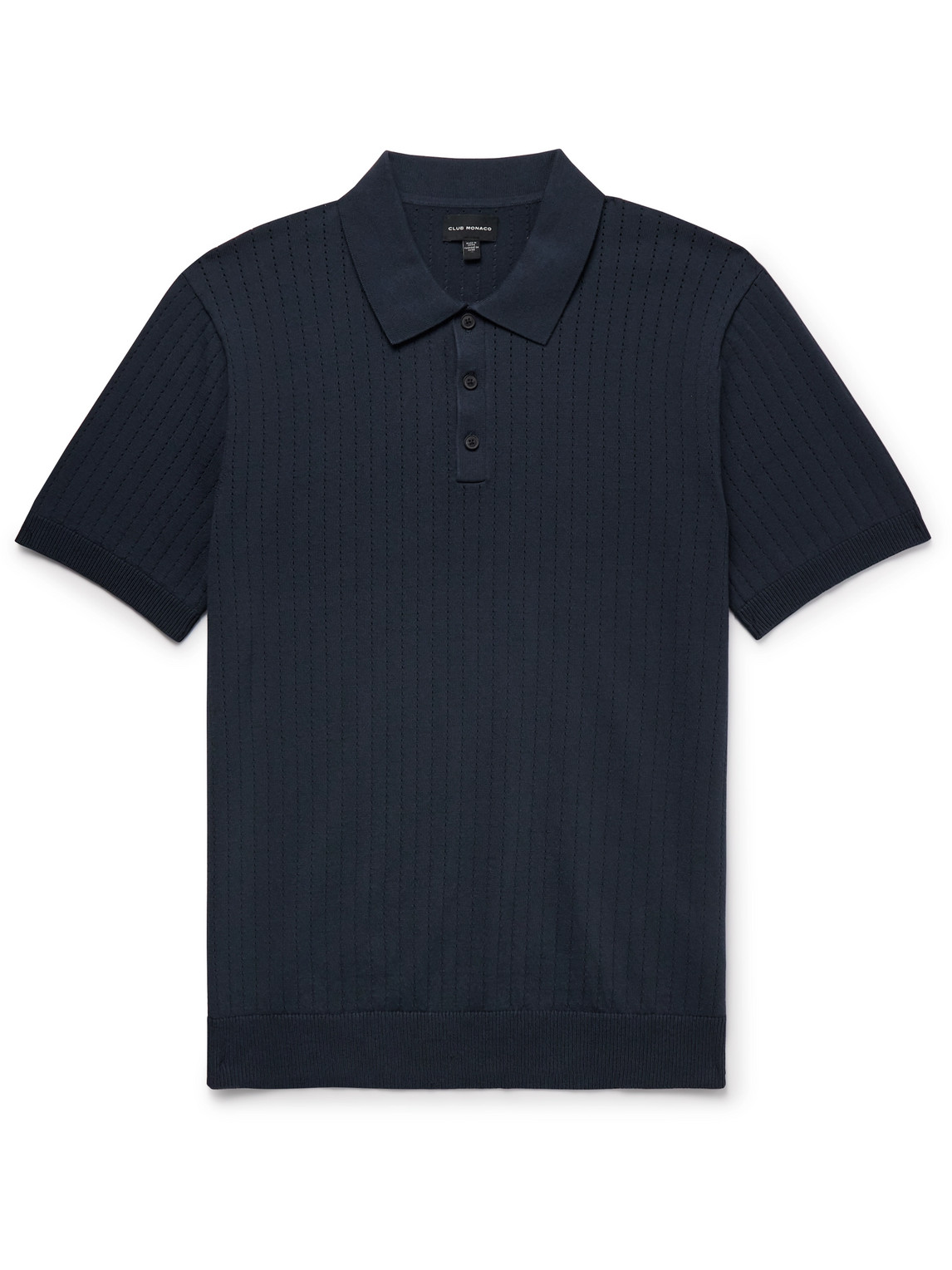 Pointelle-Knit Cotton-Blend Polo Shirt