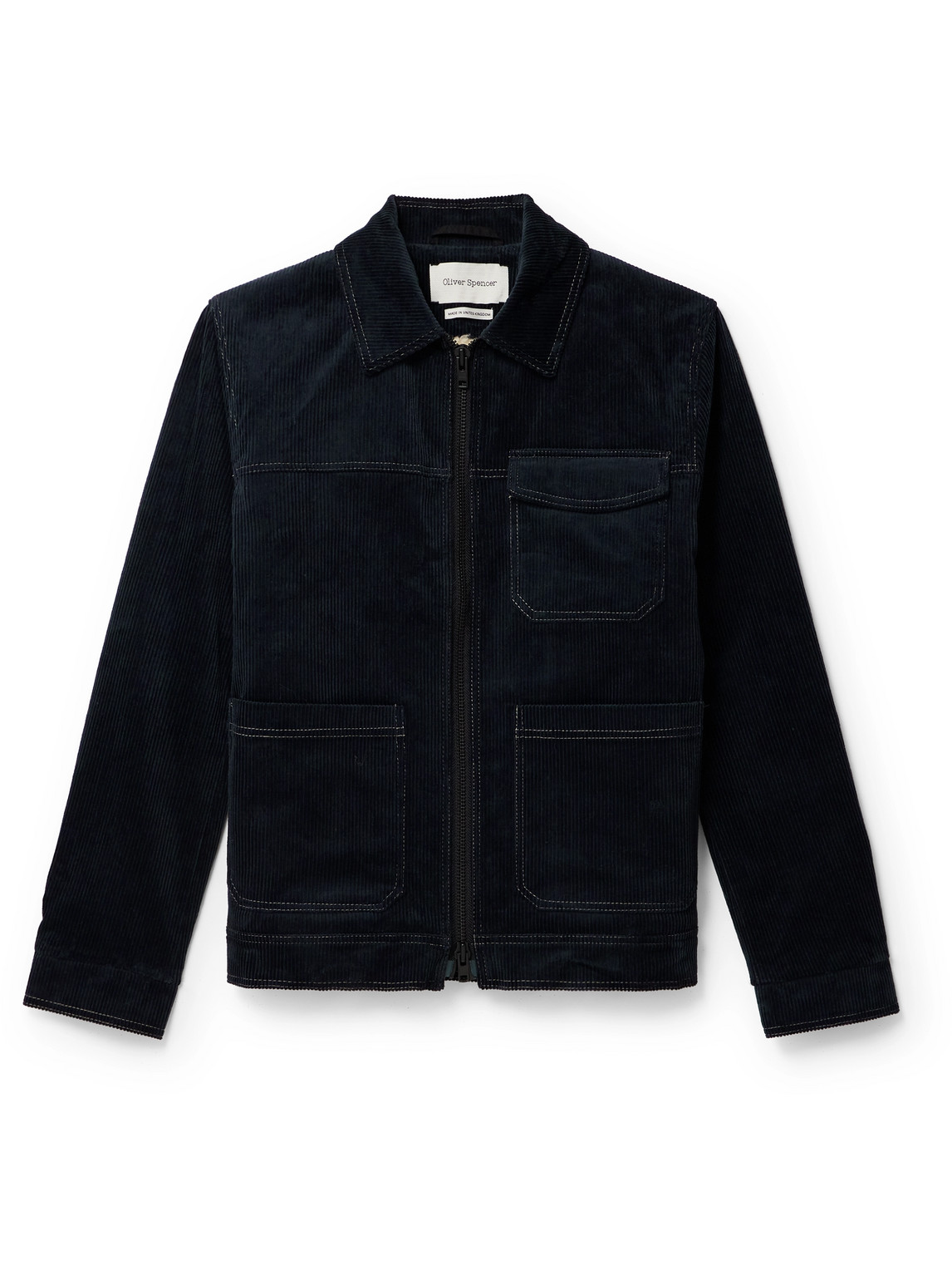 Oliver Spencer Hardwick Fleece-lined Cotton-blend Corduroy Jacket In Blue