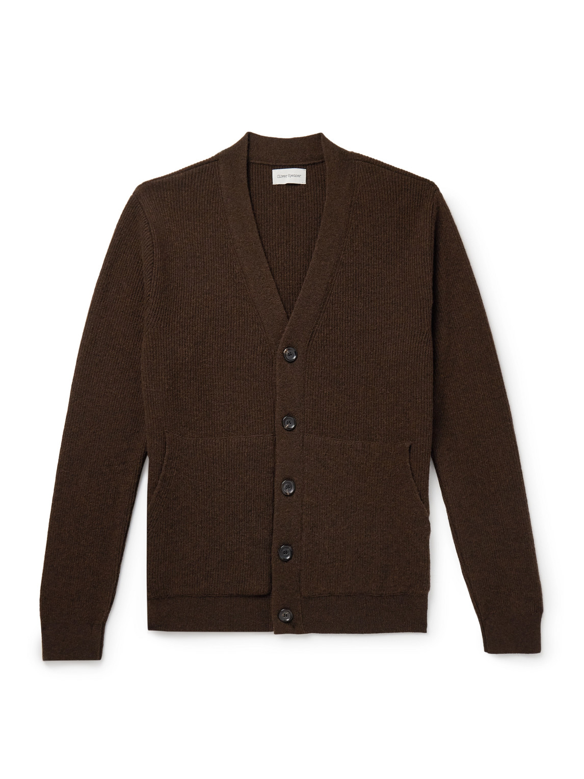 Oliver Spencer Caradale Ribbed Wool Cardigan In Brown