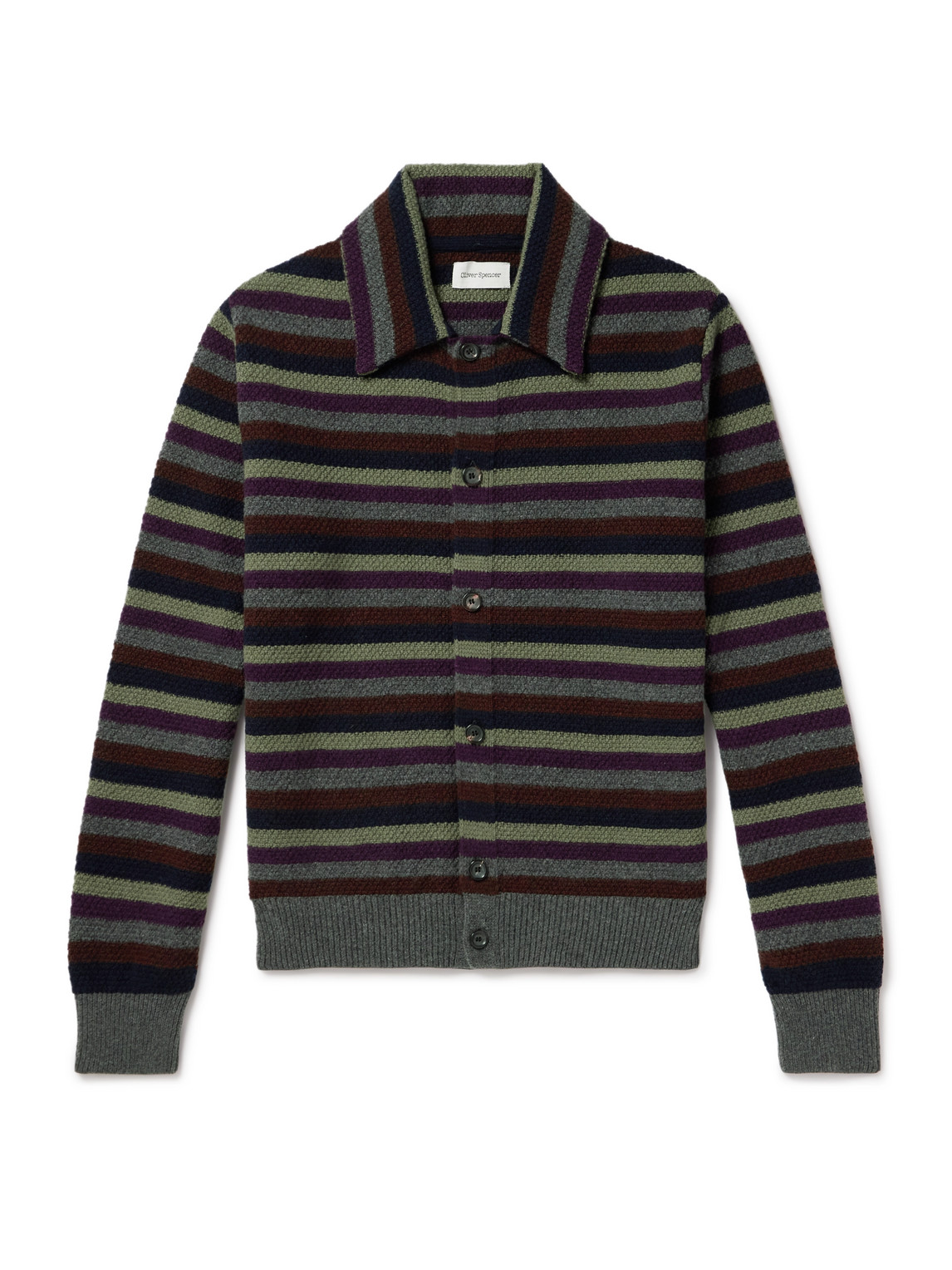Oliver Spencer - Britten Striped Wool Cardigan - Men - Gray - M