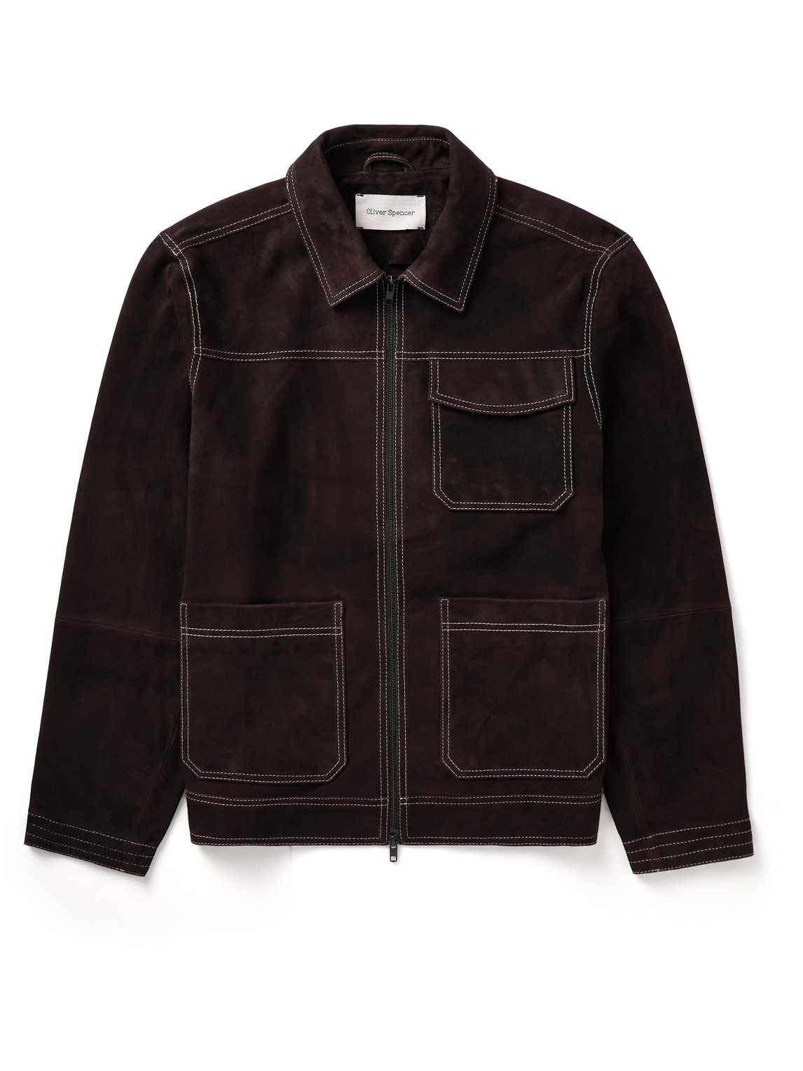 Oliver Spencer Suede Jacket In Brown