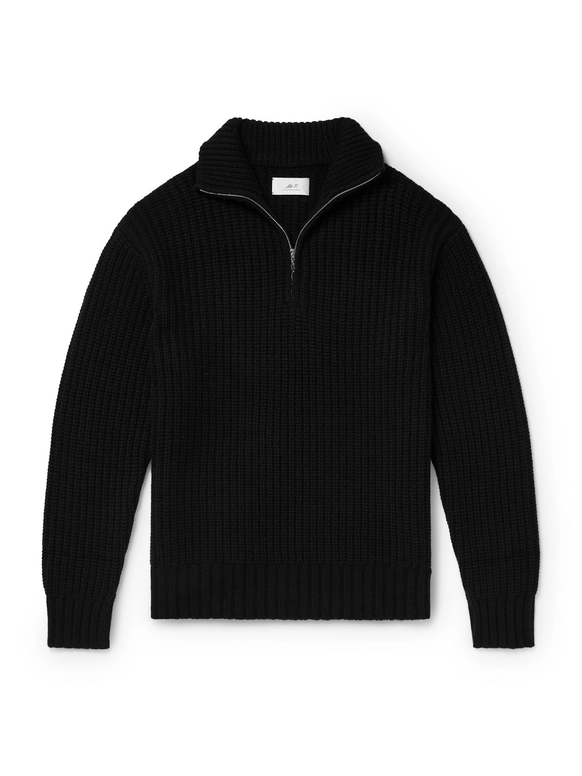 Ribbed Wool and Cashmere-Blend Half-Zip Sweater