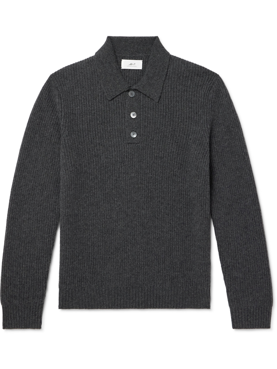 Ribbed Cashmere Polo Shirt