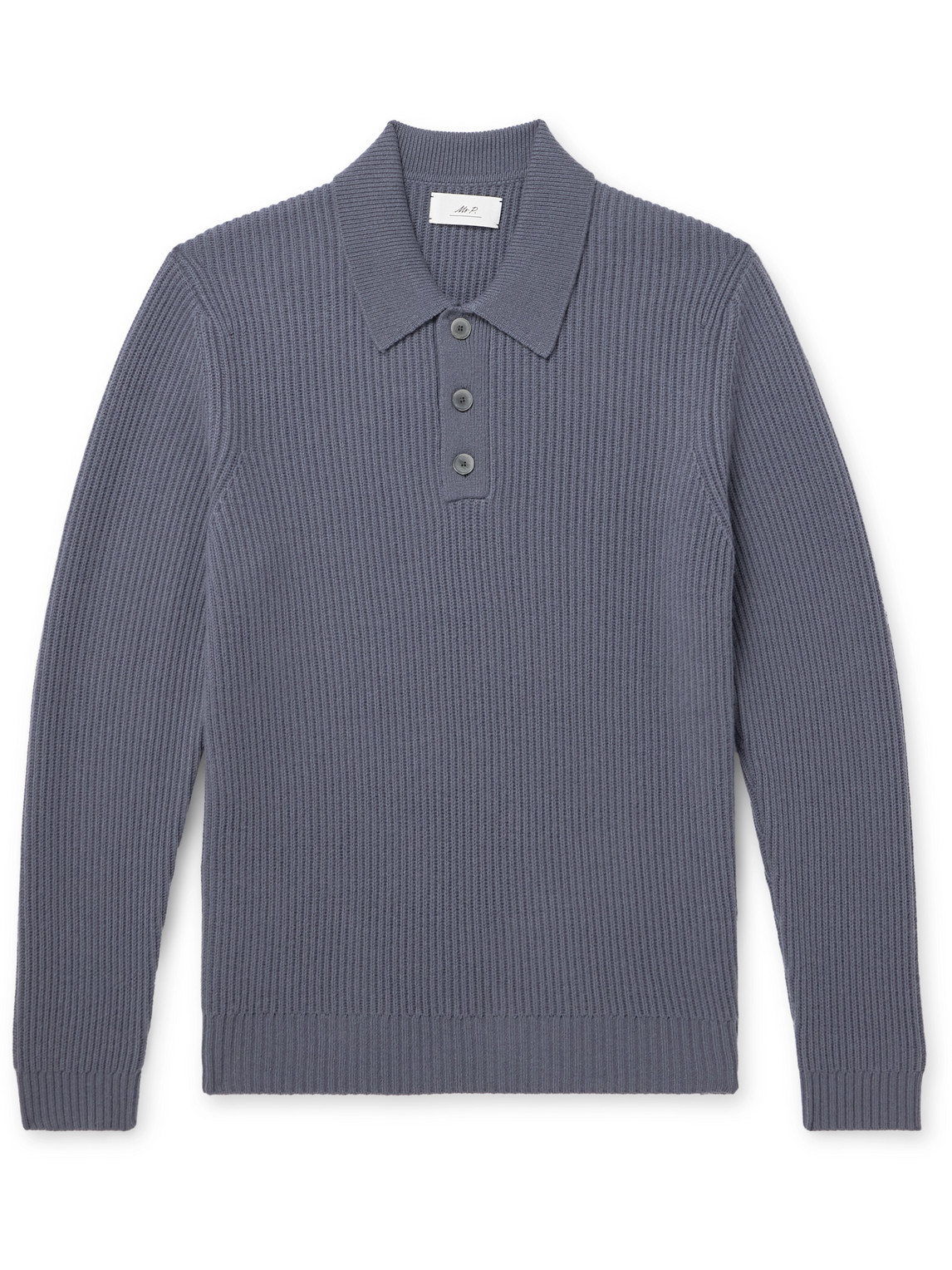 Ribbed Cashmere Polo Shirt