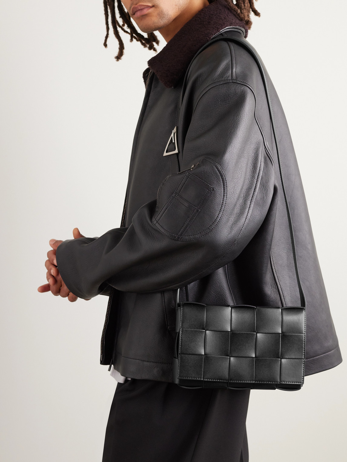Cassette Intrecciato Leather Messenger Bag — 2