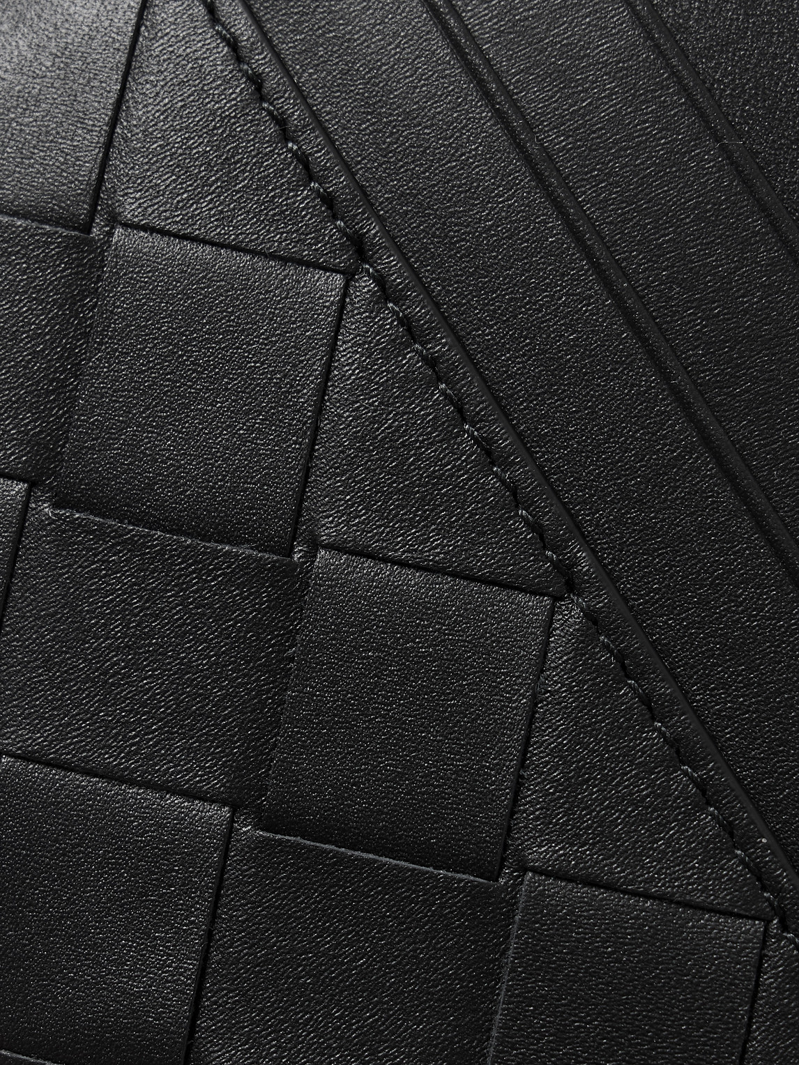 Bottega Veneta Mens Black-silver Intrecciato Leather Card Holder In Multi