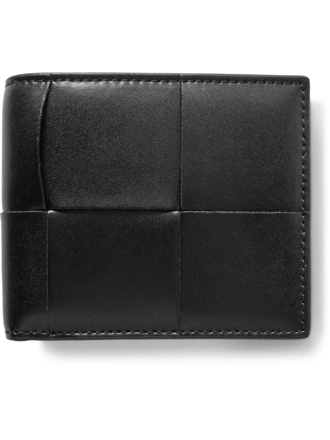 Bottega Veneta Cassette Intrecciato Leather Billfold Wallet In Black