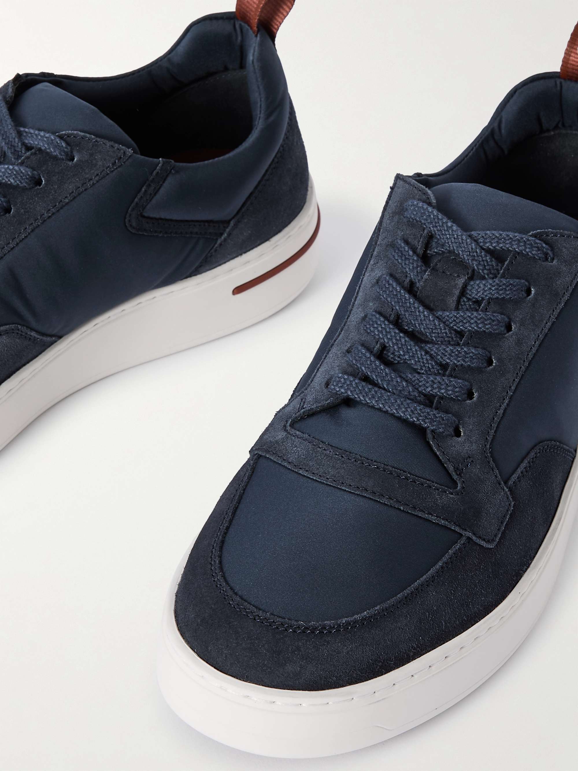 LORO PIANA Newport Suede-Trimmed Shell Sneakers