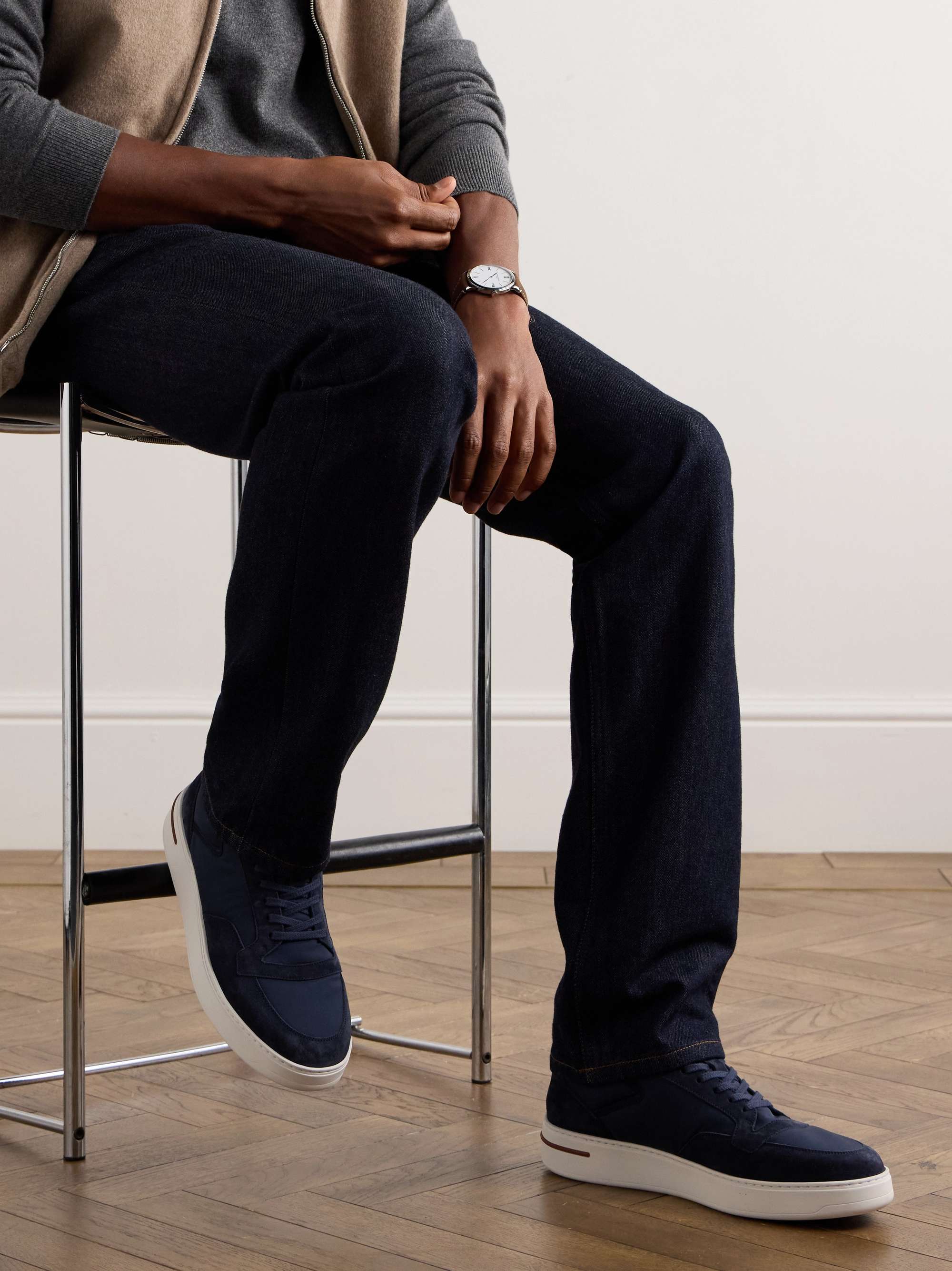 LORO PIANA Newport Suede-Trimmed Shell Sneakers