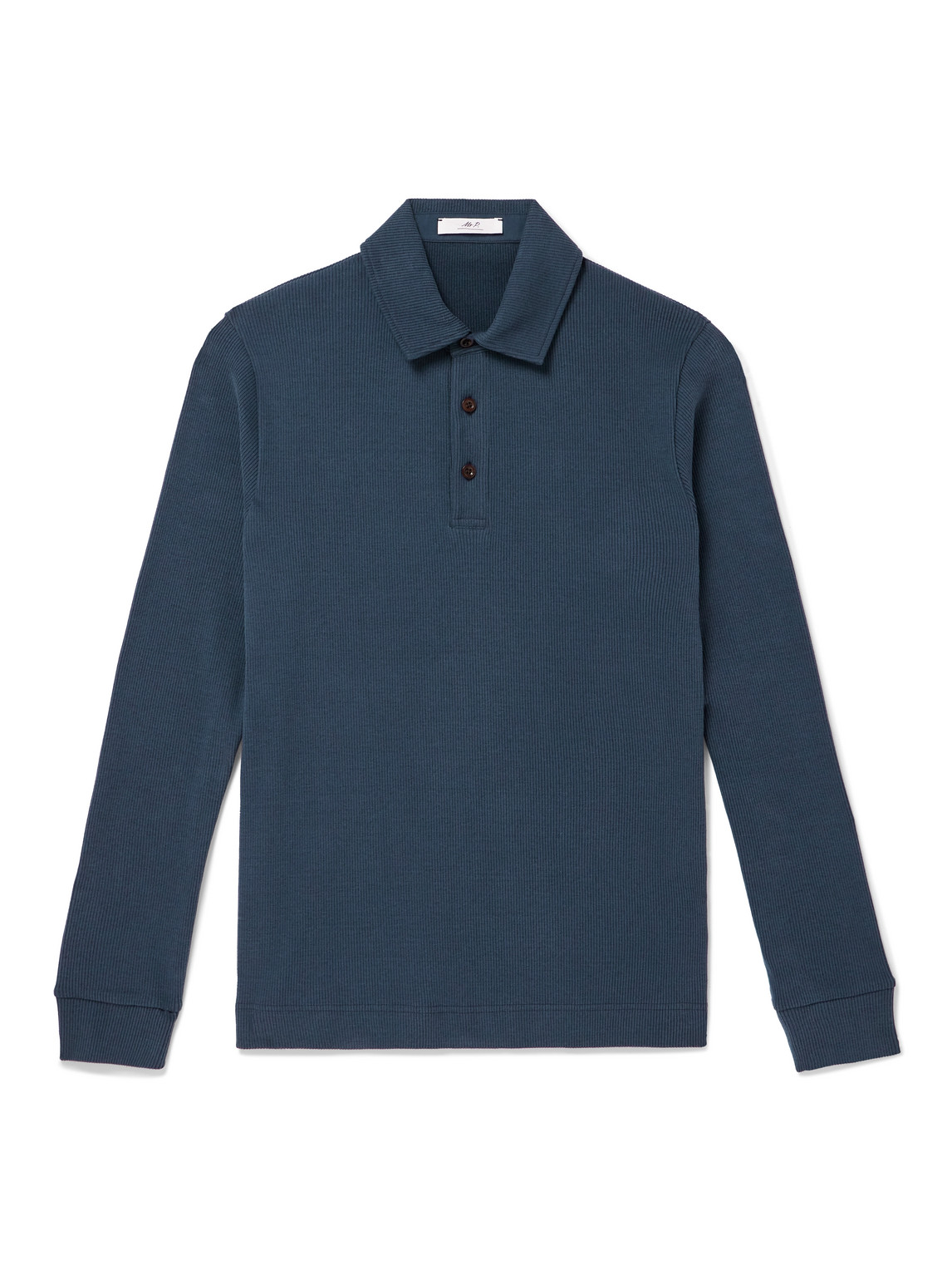 Ribbed Stretch Cotton and Merino Wool-Blend Polo Shirt