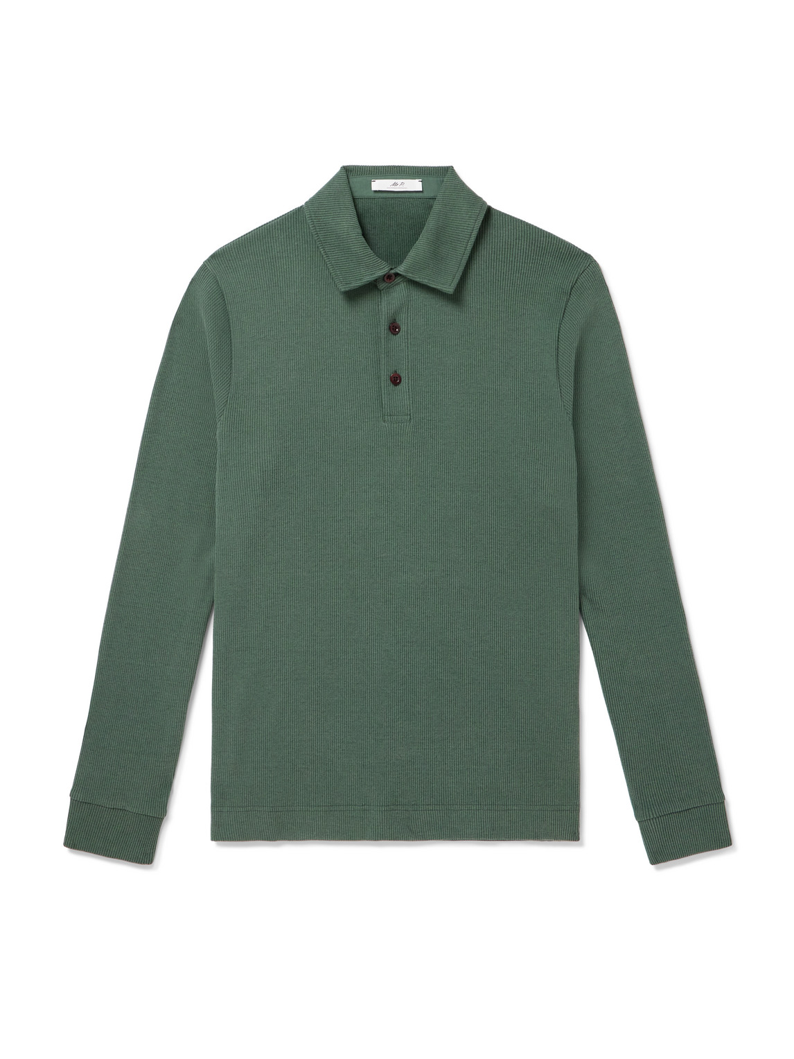 Ribbed Stretch Cotton and Merino Wool-Blend Polo Shirt