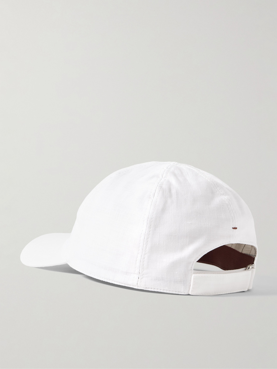 Shop Loro Piana Logo-embroidered Linen Baseball Cap In White