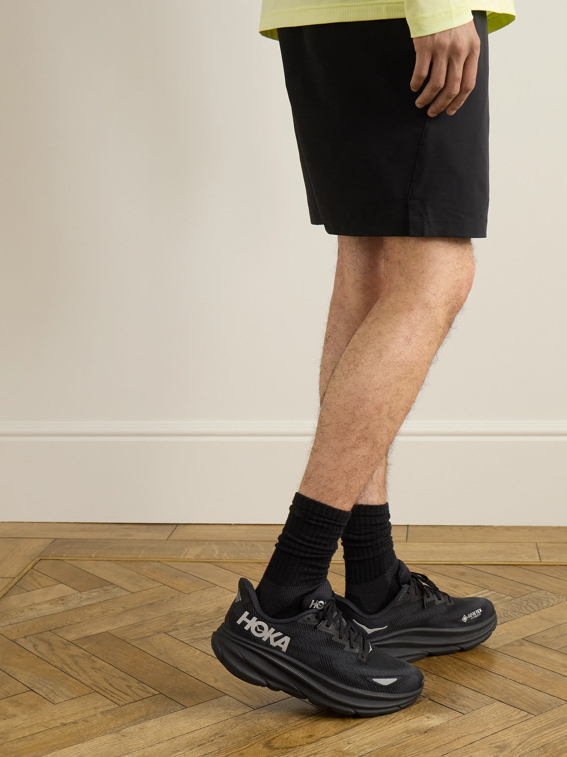 Hoka Clifton 9 Rubber-trimmed Recycled-gore-tex Invisible Fit Sneakers In Black