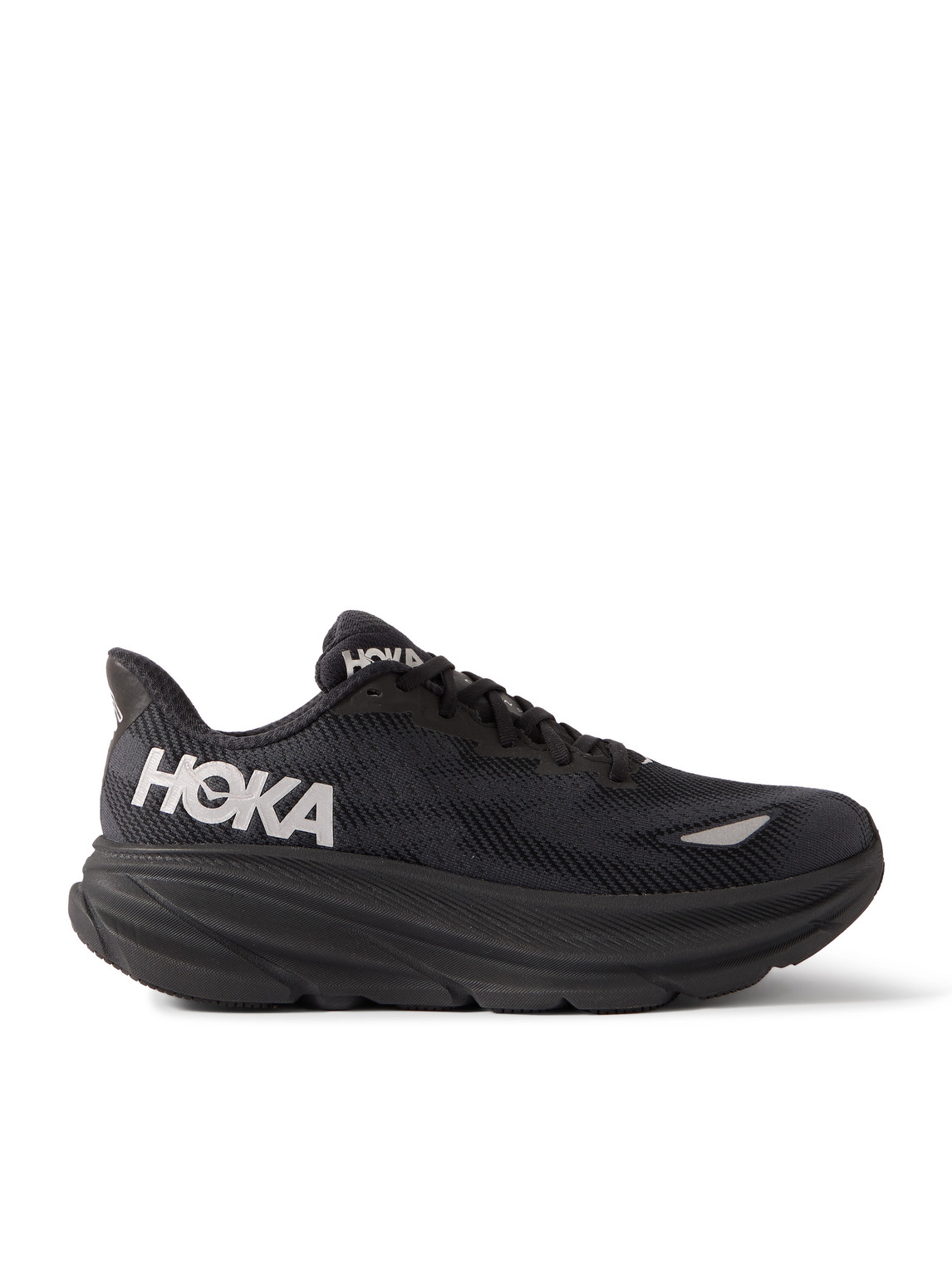 Hoka Clifton 9 Rubber-trimmed Recycled-gore-tex Invisible Fit Sneakers In Black